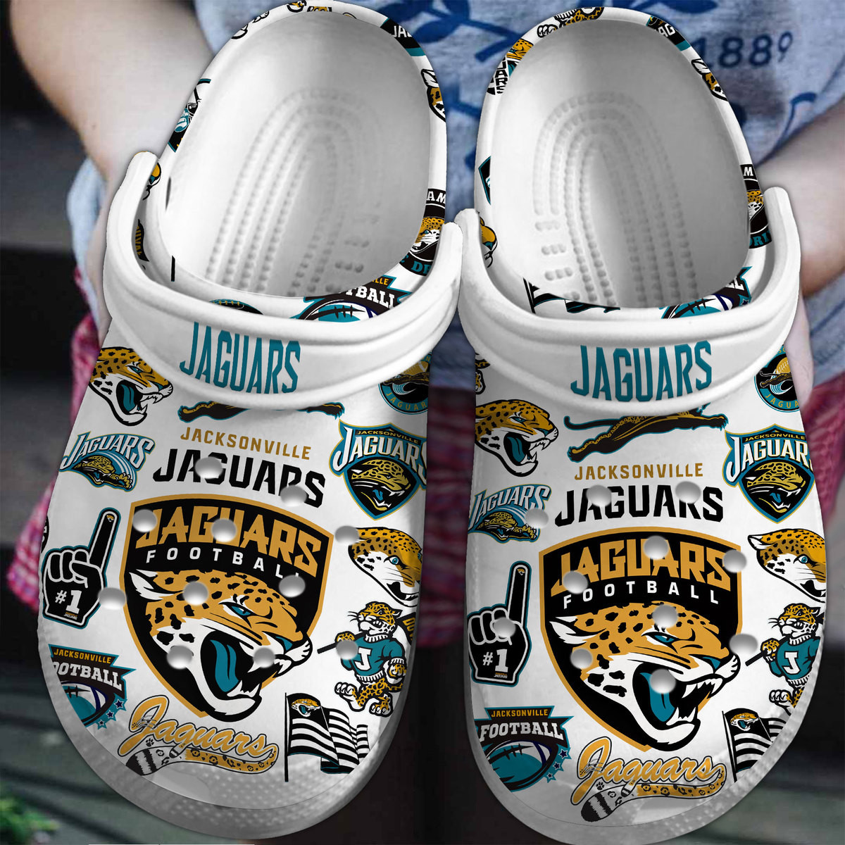 Footwearmerch Jacksonville Jaguars NFL Sport Crocs Crocband Clogs Shoes Comfortable For Men Women and Kids