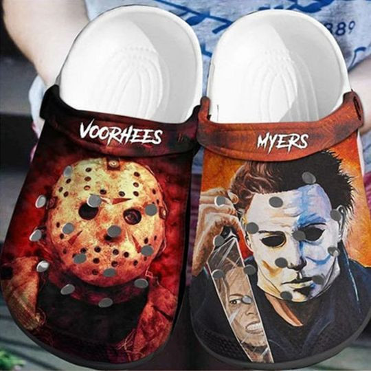 Footwearmerch Jason Voorhees And Michael Myers Movie Halloween Crocs Crocband Shoes Clogs Custom Name For Men Women and Kids