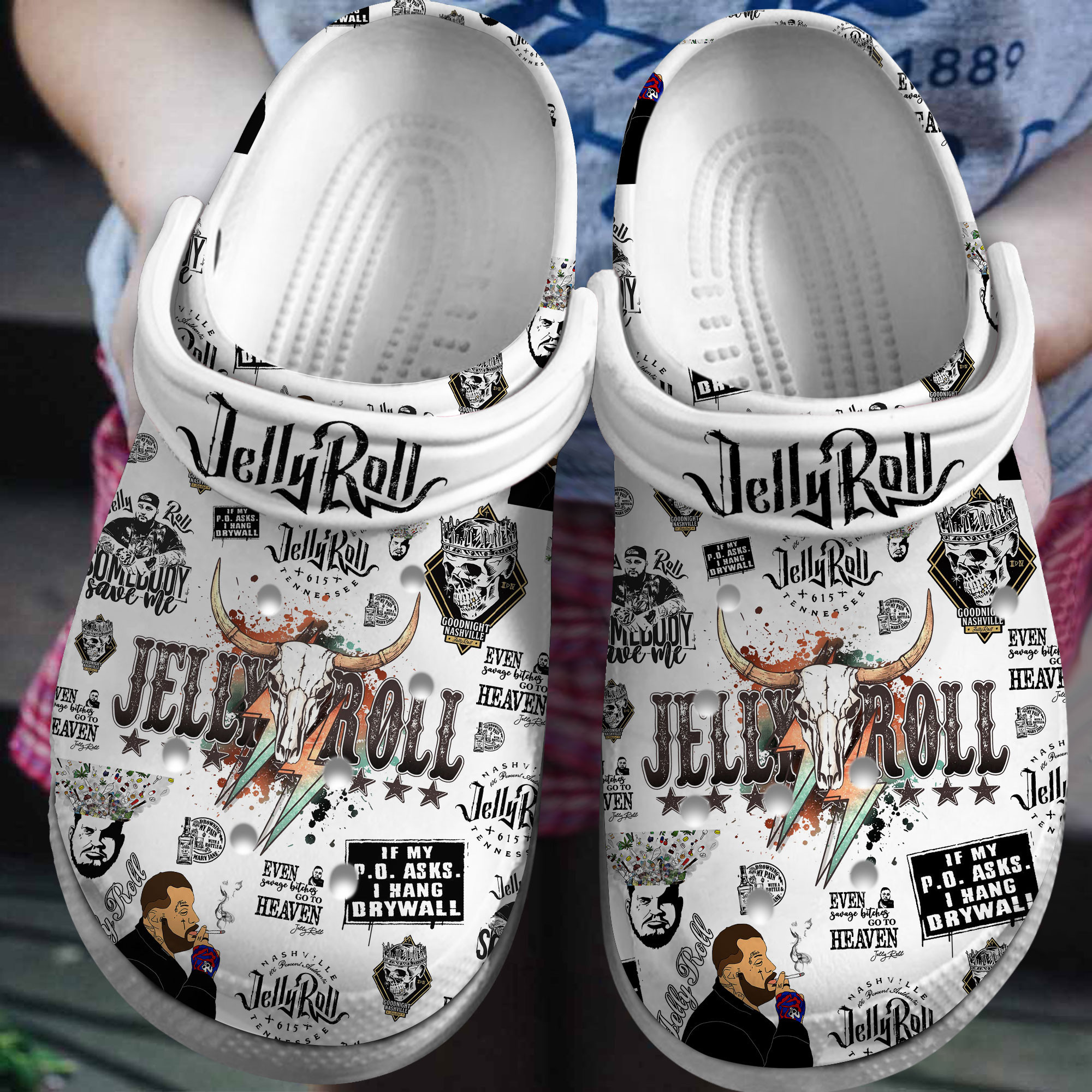 Footwearmerch Jelly Roll Music Crocs Crocband Clogs Shoes Comfortable For Men Women and Kids