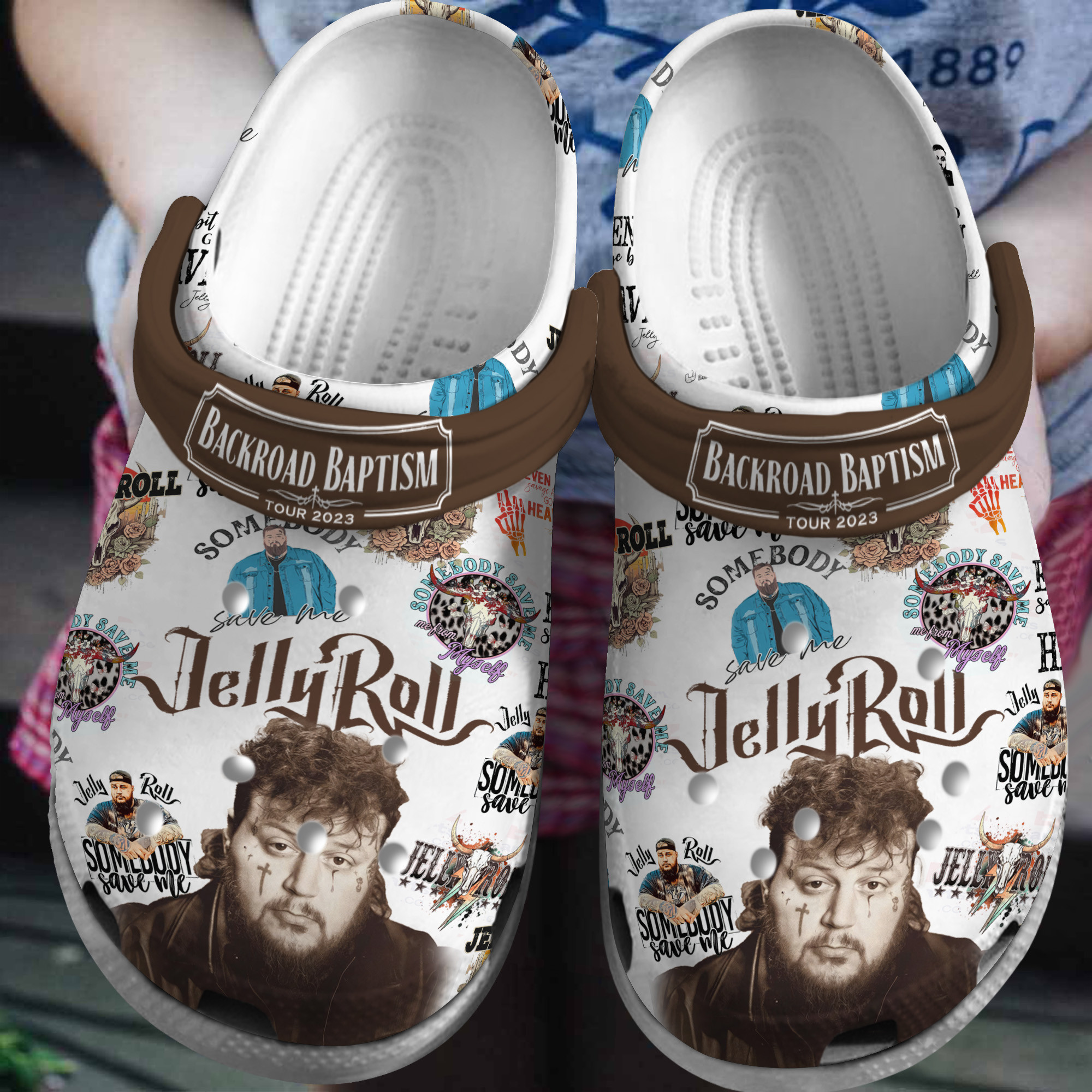 Footwearmerch Jelly Roll Music Crocs Crocband Clogs Shoes Comfortable For Men Women and Kids