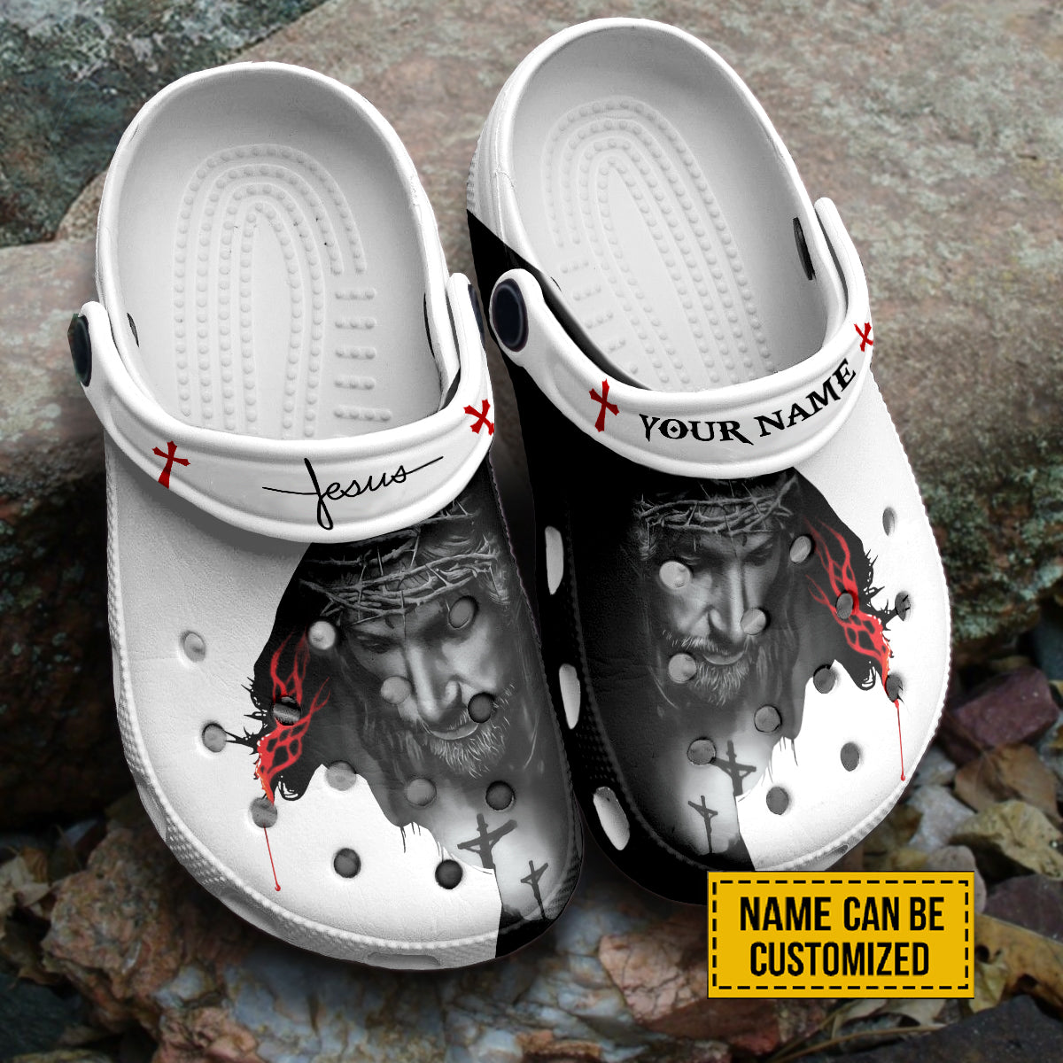 Footwearmerch Jesus Lion Portrait Crocs Crocband Clogs Shoes Comfortable For Men Women and Kids Lion Of Judah Jesus-Inspired Presents Son Of God