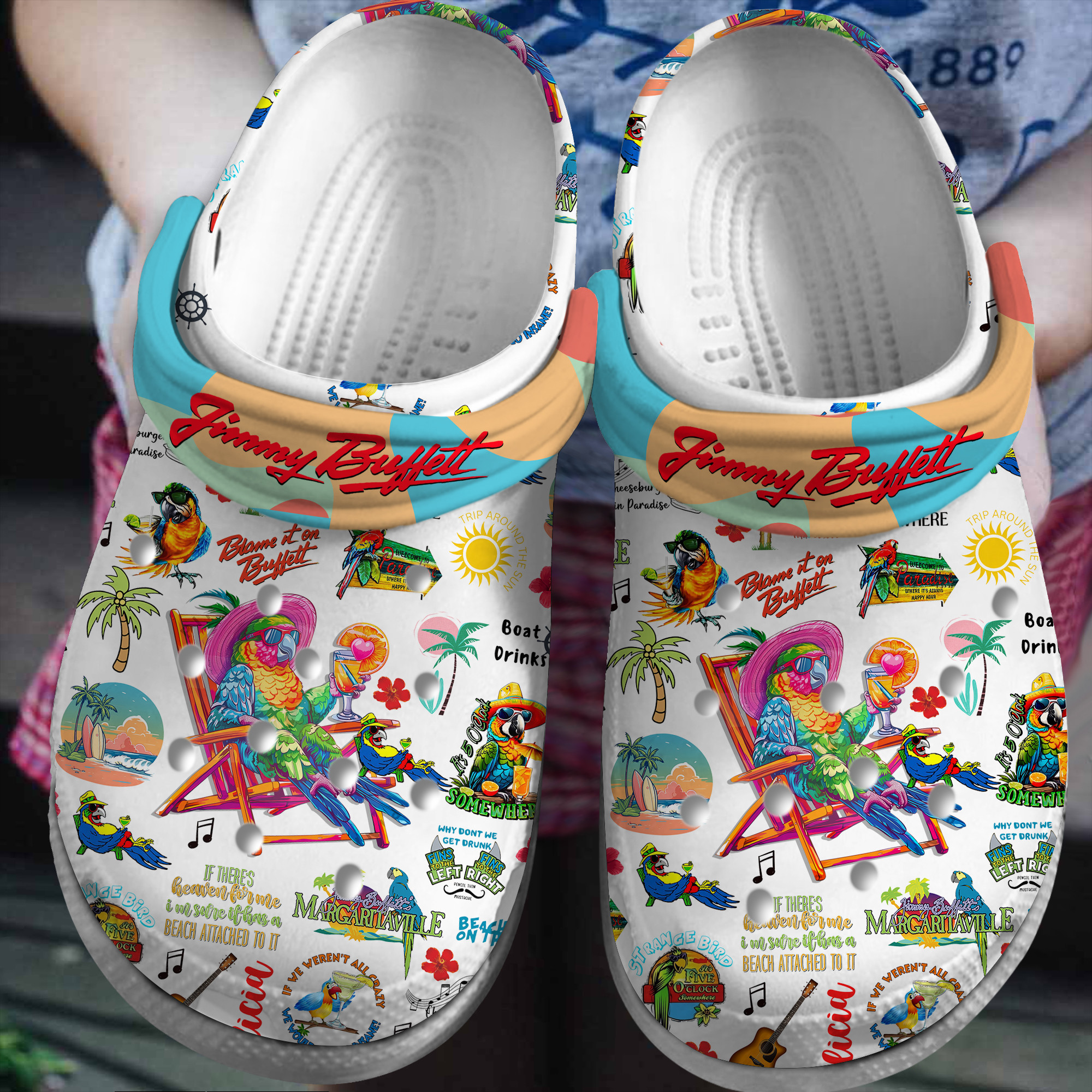 Footwearmerch Jimmy Buffett Music Crocs Crocband Clogs Shoes Comfortable For Men Women and Kids
