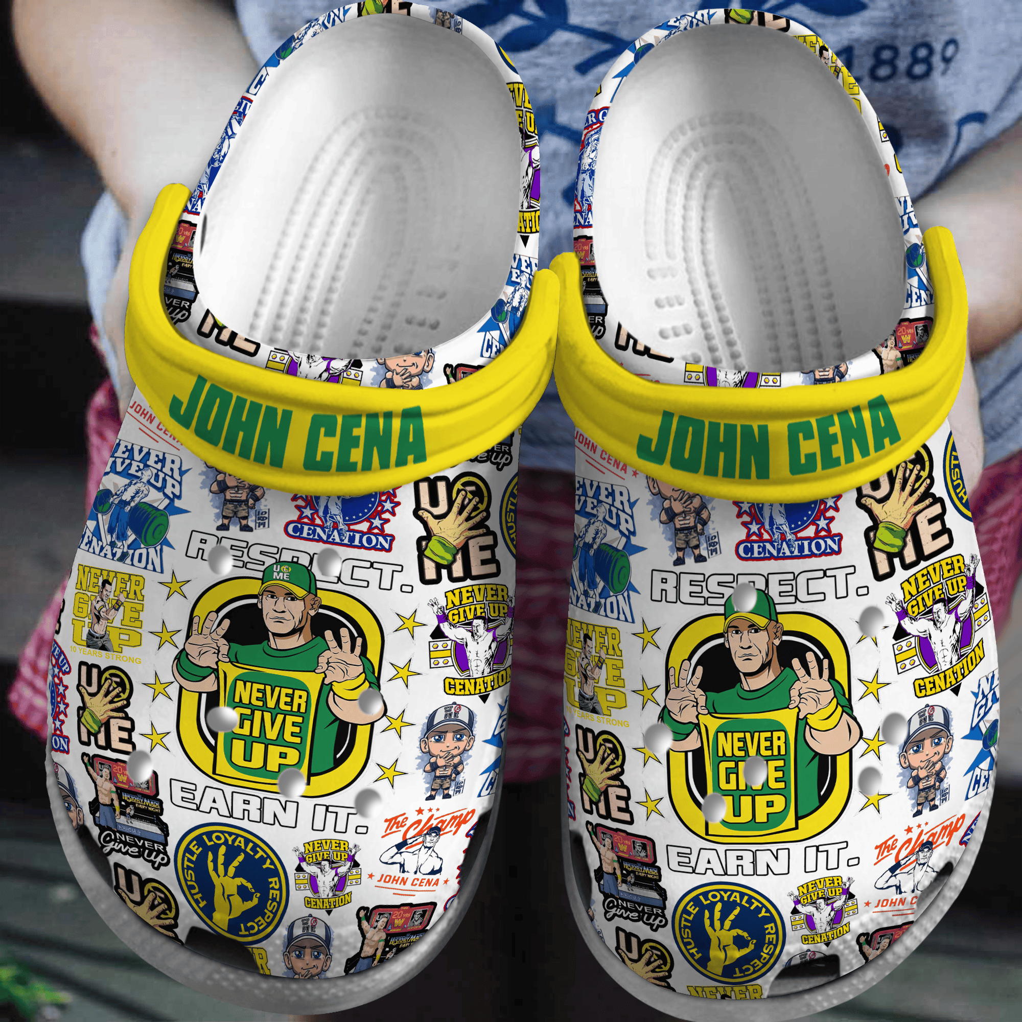 Footwearmerch John Cena WWE SportCrocs Crocband Clogs Shoes Comfortable For Men Women and Kids
