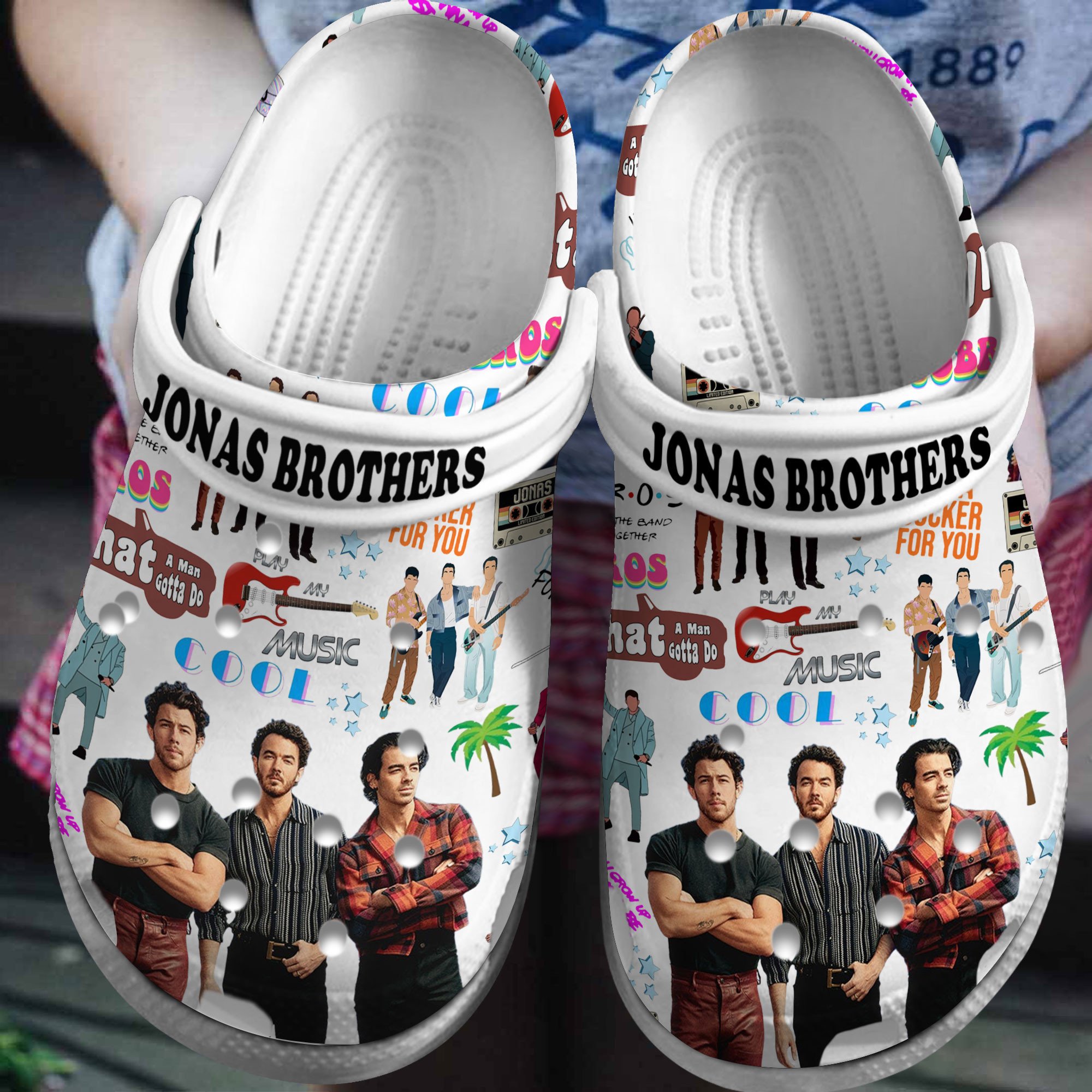 Footwearmerch Jonas Brothers Music Crocs Crocband Clogs Shoes Comfortable For Men Women and Kids