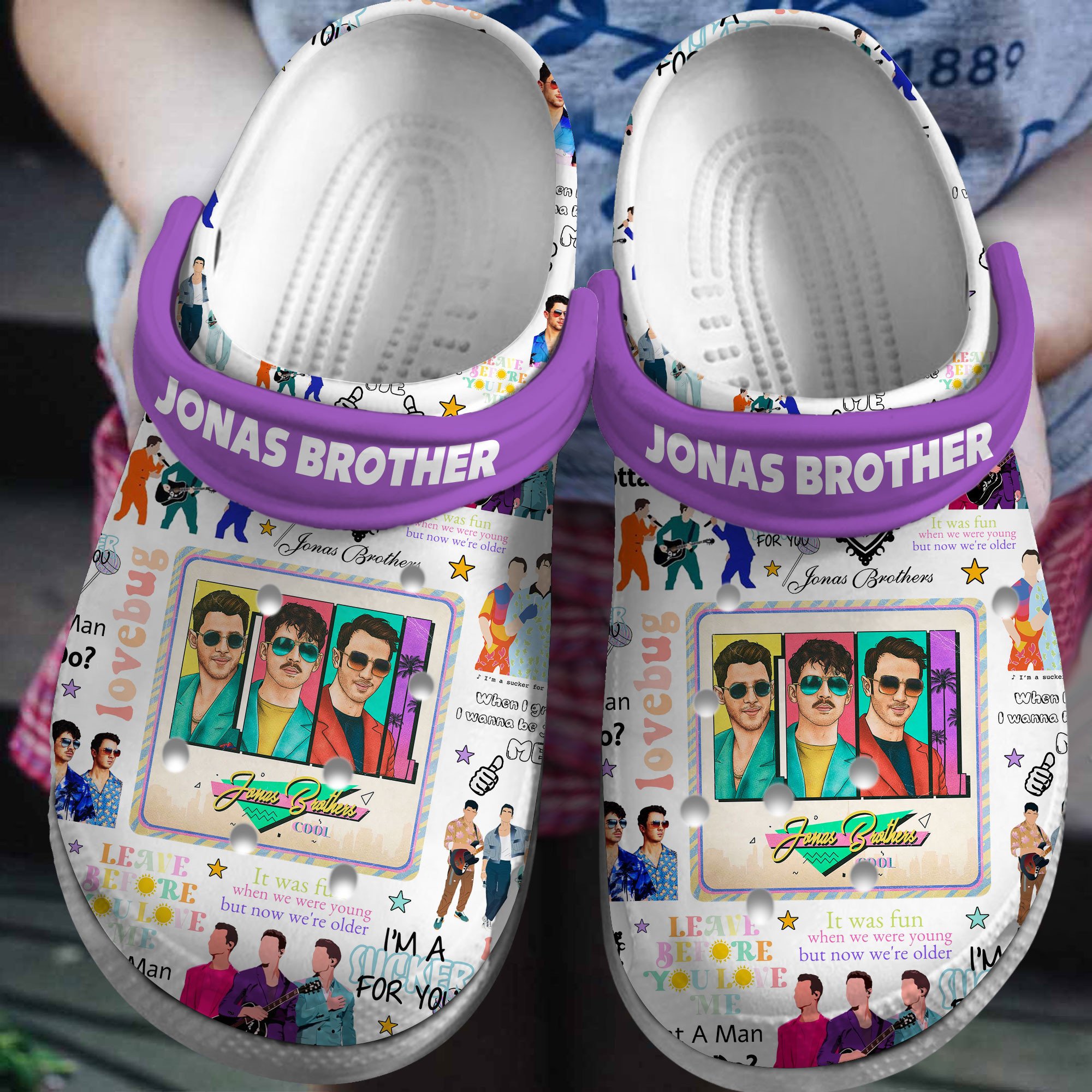 Footwearmerch Jonas Brothers Music Crocs Crocband Clogs Shoes Comfortable For Men Women and Kids