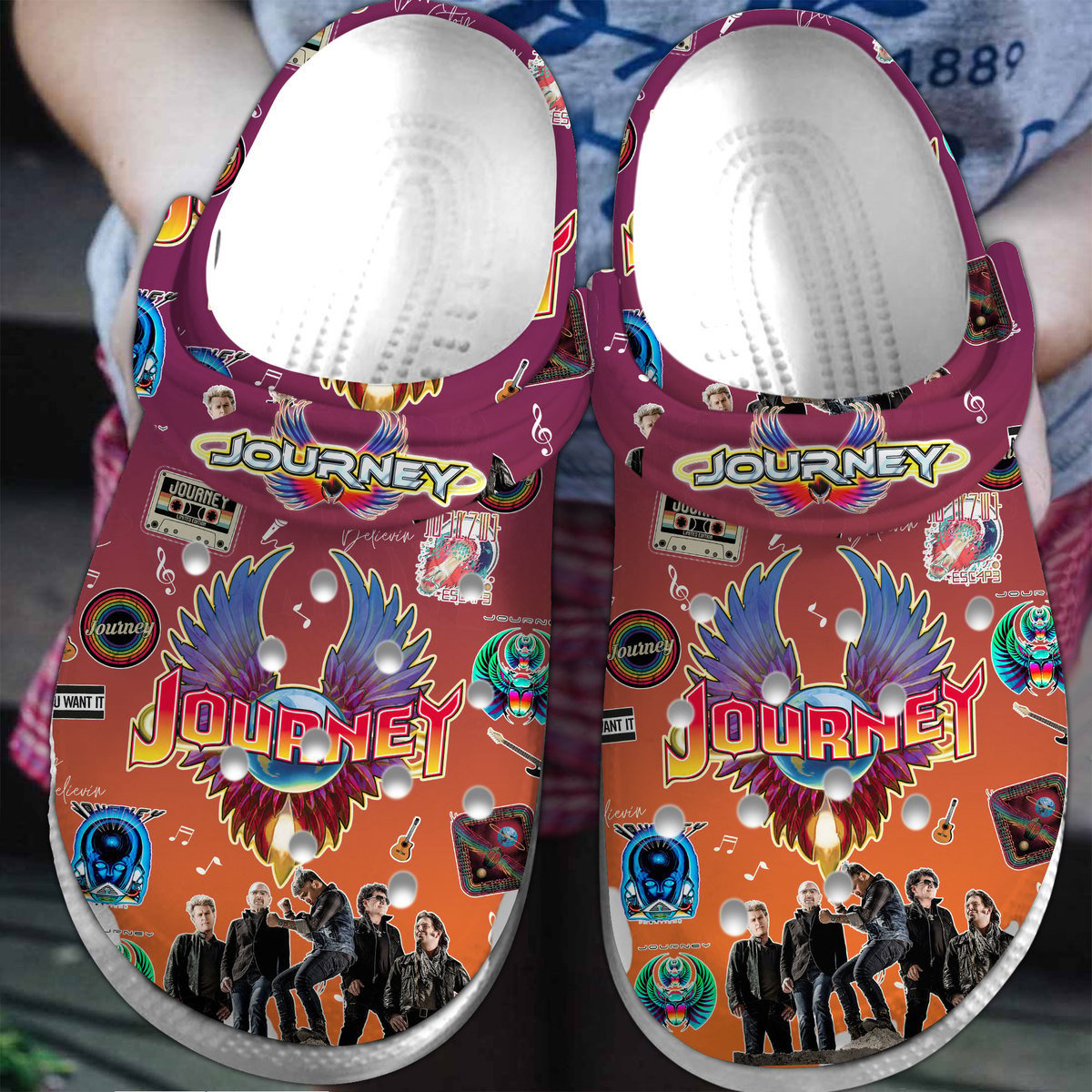 Footwearmerch Journey Rock Band Music Crocs Crocband Clogs Shoes Comfortable For Men Women and Kids