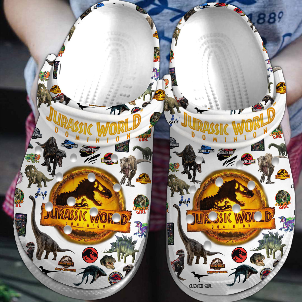 Footwearmerch Jurassic World Dominion Movie Crocs Crocband Clogs Shoes Comfortable For Men Women and Kids
