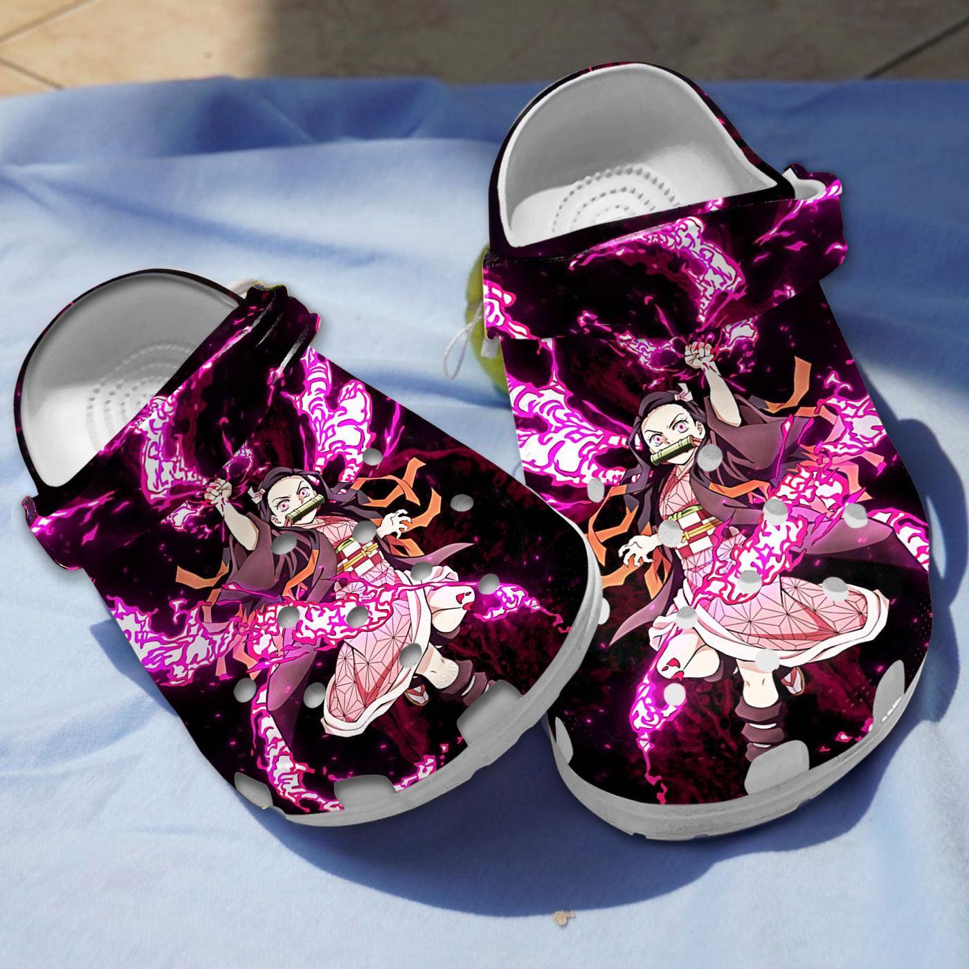 Footwearmerch Kamado Nezuko Demon Slayer Anime Crocs Crocband Clogs Shoes Comfortable For Men Women and Kids