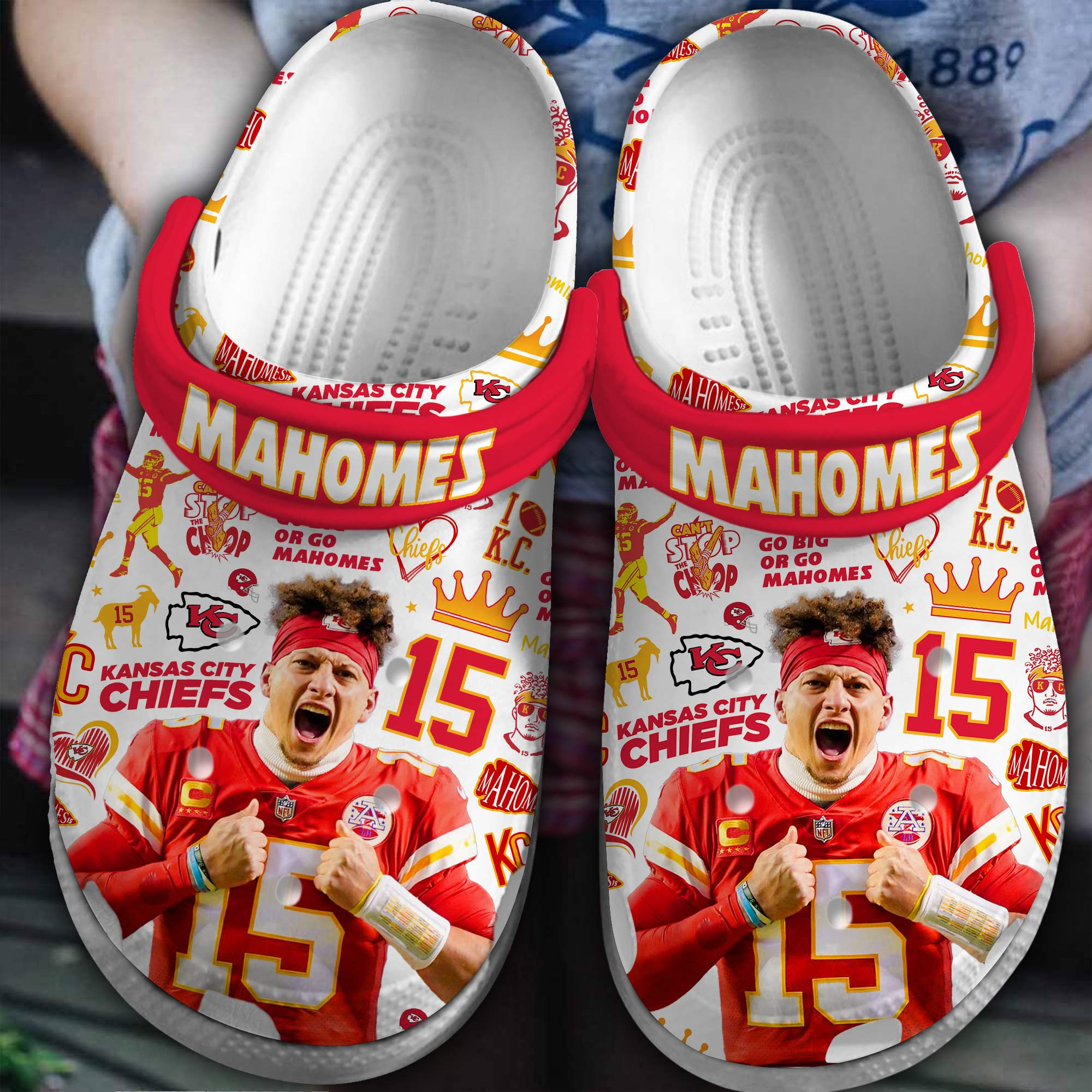 Footwearmerch Kansas City Chiefs Mahomes NFL Sport Crocs Crocband Clogs Shoes Comfortable For Men Women and Kids