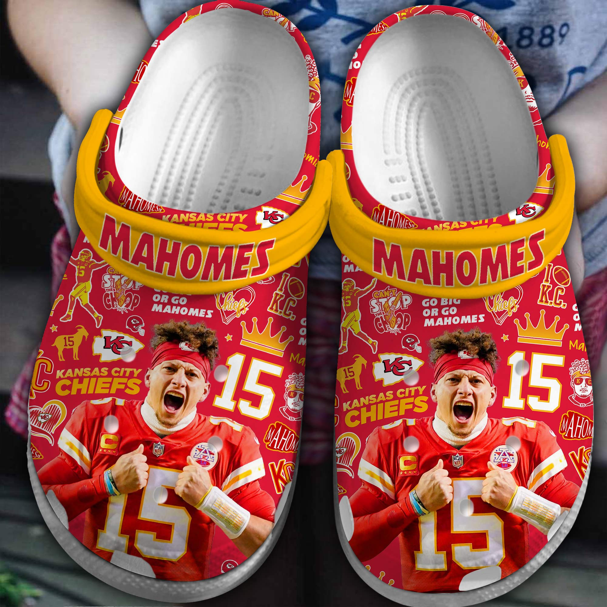 Footwearmerch Kansas City Chiefs Mahomes NFL Sport Crocs Crocband Clogs Shoes Comfortable For Men Women and Kids