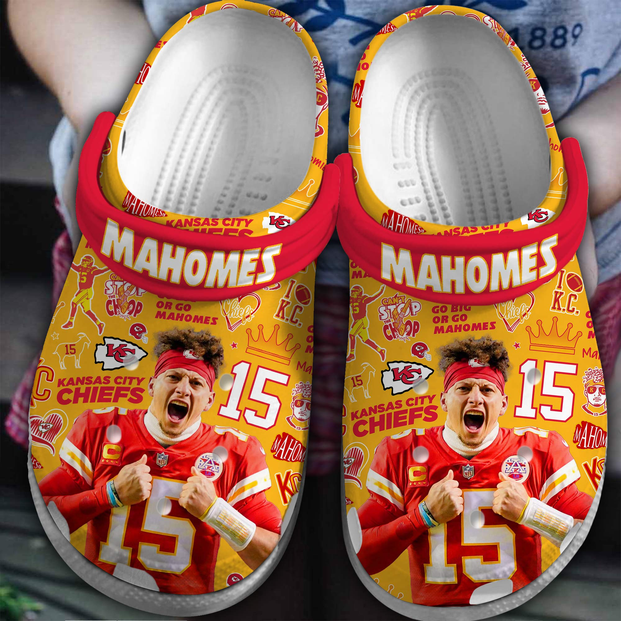 Footwearmerch Kansas City Chiefs Mahomes NFL Sport Crocs Crocband Clogs Shoes Comfortable For Men Women and Kids