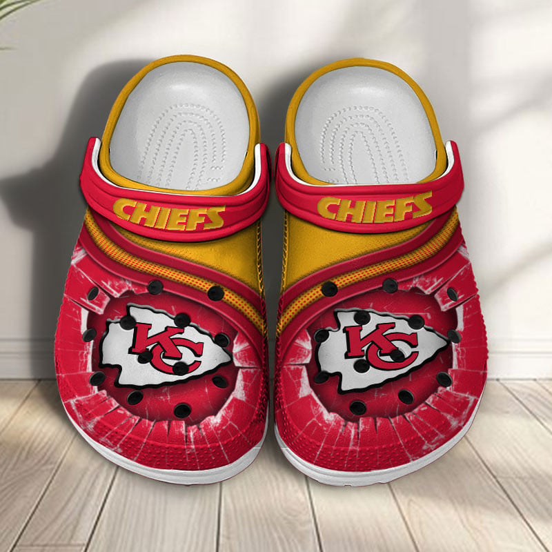 Footwearmerch Kansas City Chiefs NFL Crocs Crocband Clogs Shoes Comfortable For Men Women and Kids