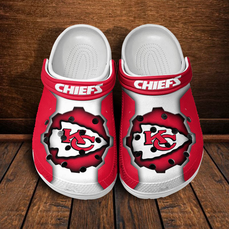 Footwearmerch Kansas City Chiefs NFL Crocs Crocband Clogs Shoes Comfortable For Men Women and Kids