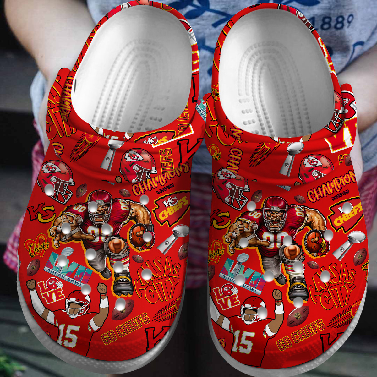 Footwearmerch Kansas City Chiefs NFL Sport Crocs Crocband Clogs Shoes Comfortable For Men Women and Kids