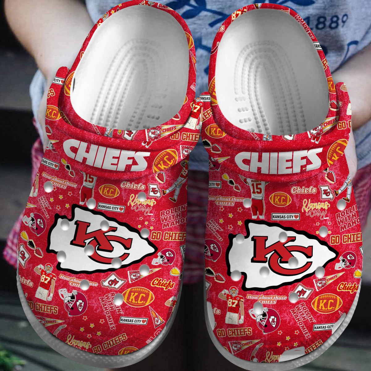Footwearmerch Kansas City Chiefs NFL Sport Crocs Crocband Clogs Shoes Comfortable For Men Women and Kids