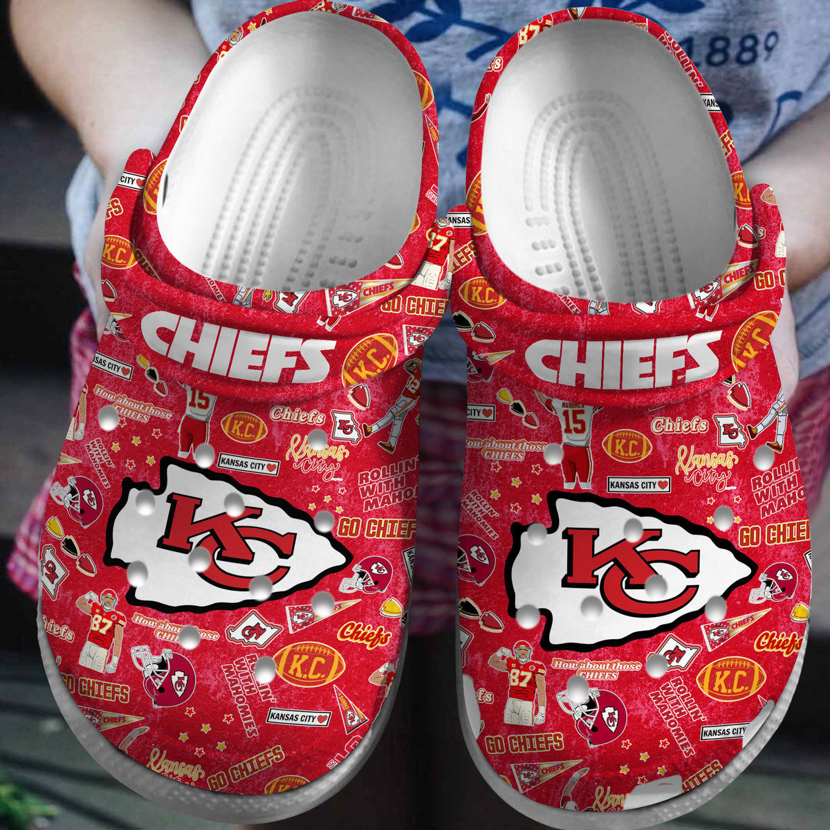 Footwearmerch Kansas City Chiefs NFL Sport Crocs Crocband Clogs Shoes Comfortable For Men Women and Kids