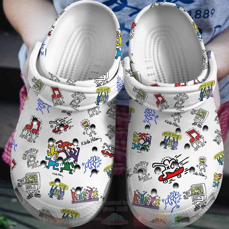 Footwearmerch Keith Haring Artist Crocs Crocband Clogs Shoes Comfortable For Men Women and Kids