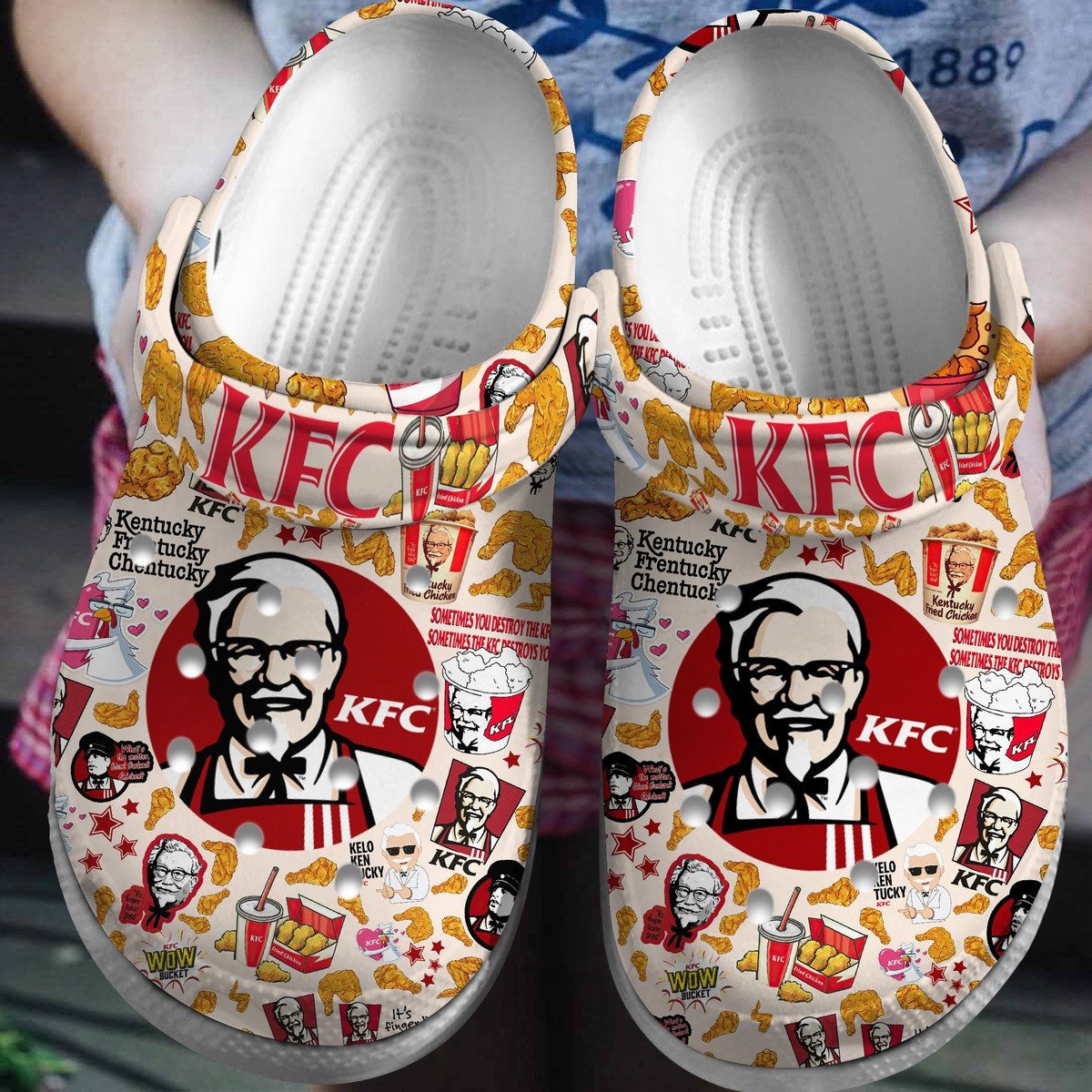 Footwearmerch KFC Food Crocs Crocband Clogs Shoes Comfortable For Men Women and Kids