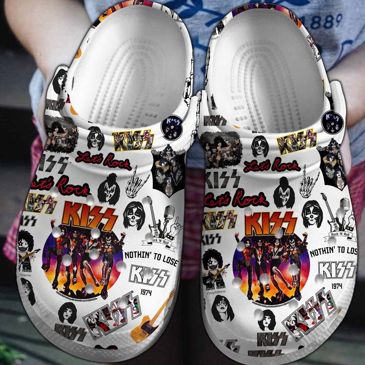 Footwearmerch Kiss Let's Me Rock Band Music Crocs Crocband Clogs Shoes Comfortable For Men Women and Kids