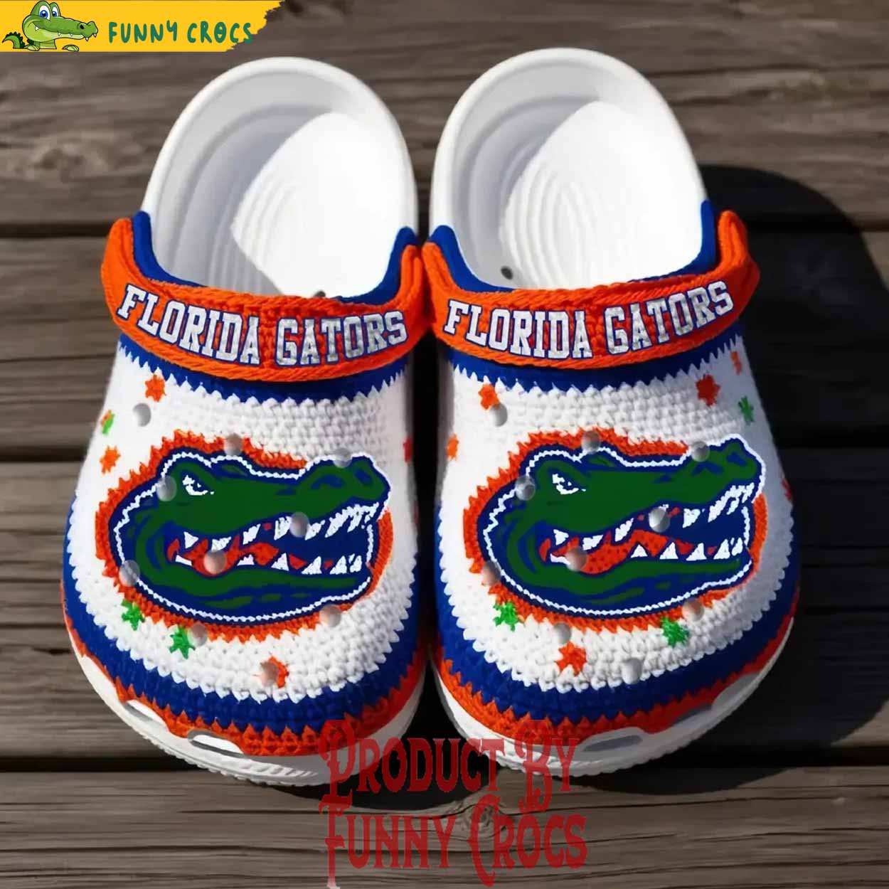 Footwearmerch Knit Effect Florida Gators NCAA Sport Crocs Crocband Clogs Shoes Comfortable For Men Women and Kids