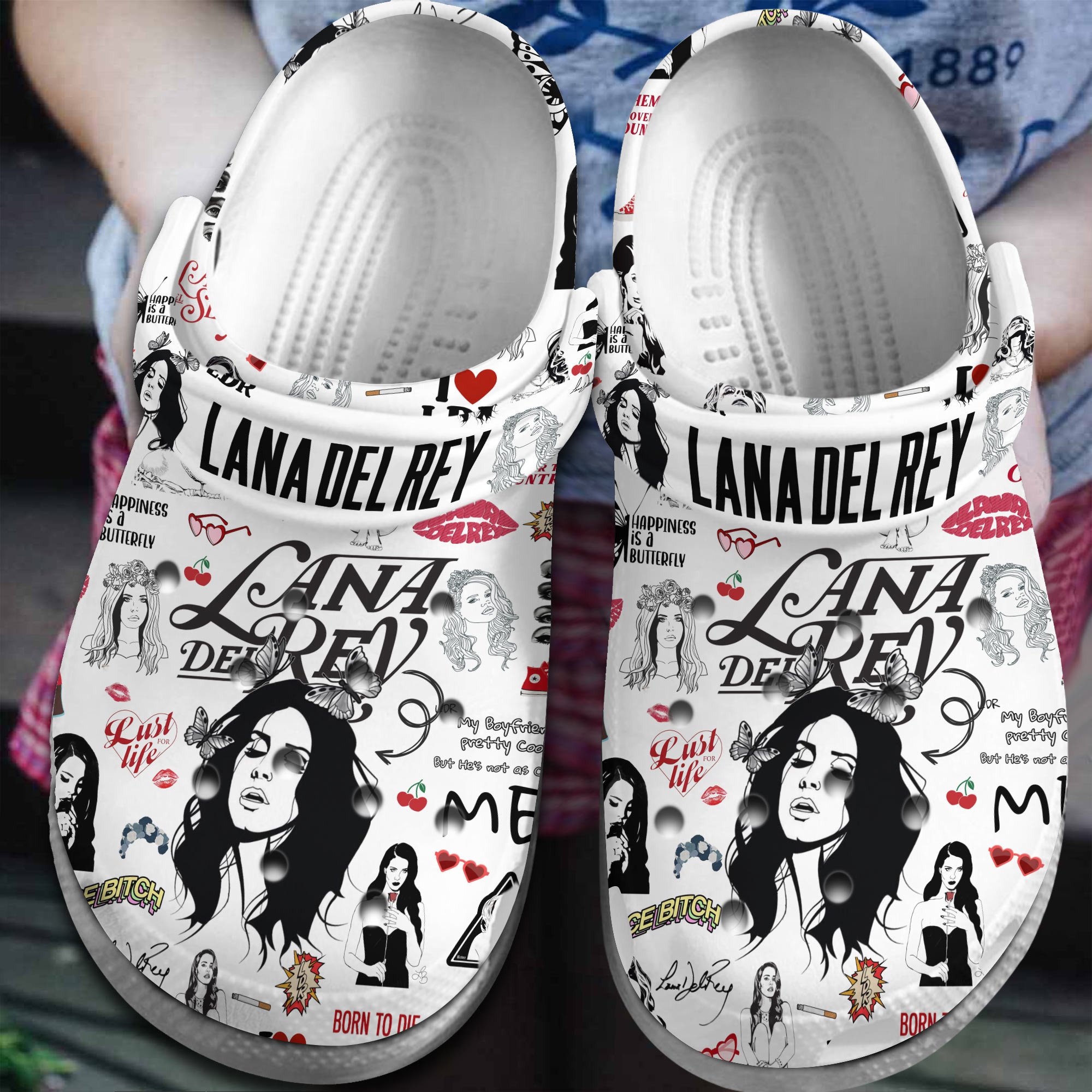 Footwearmerch Lana Del Rey Lollapalooza Music Lana Del Ray Crocs Crocband Clogs Shoes Comfortable For Men Women and Kids