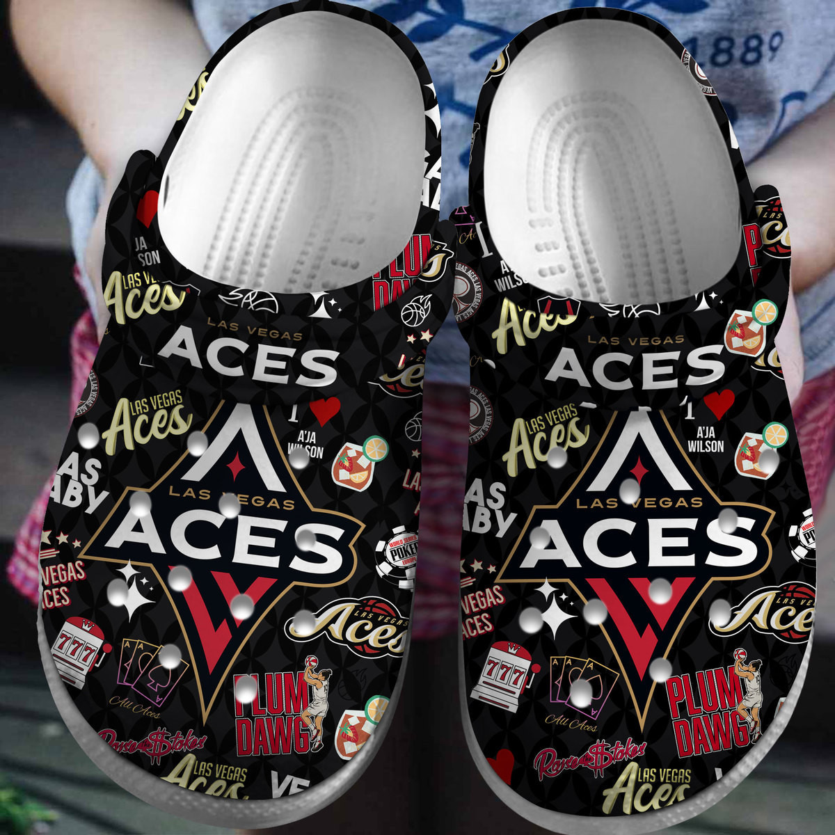 Footwearmerch Las Vegas Aces WNBA Sport Crocs Crocband Clogs Shoes Comfortable For Men Women and Kids