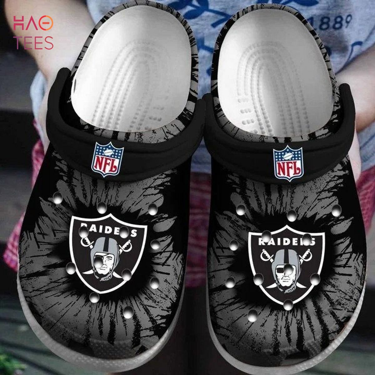 Footwearmerch Las Vegas Raiders NFL Sport Crocs Crocband Clogs Shoes Comfortable For Men Women and Kids