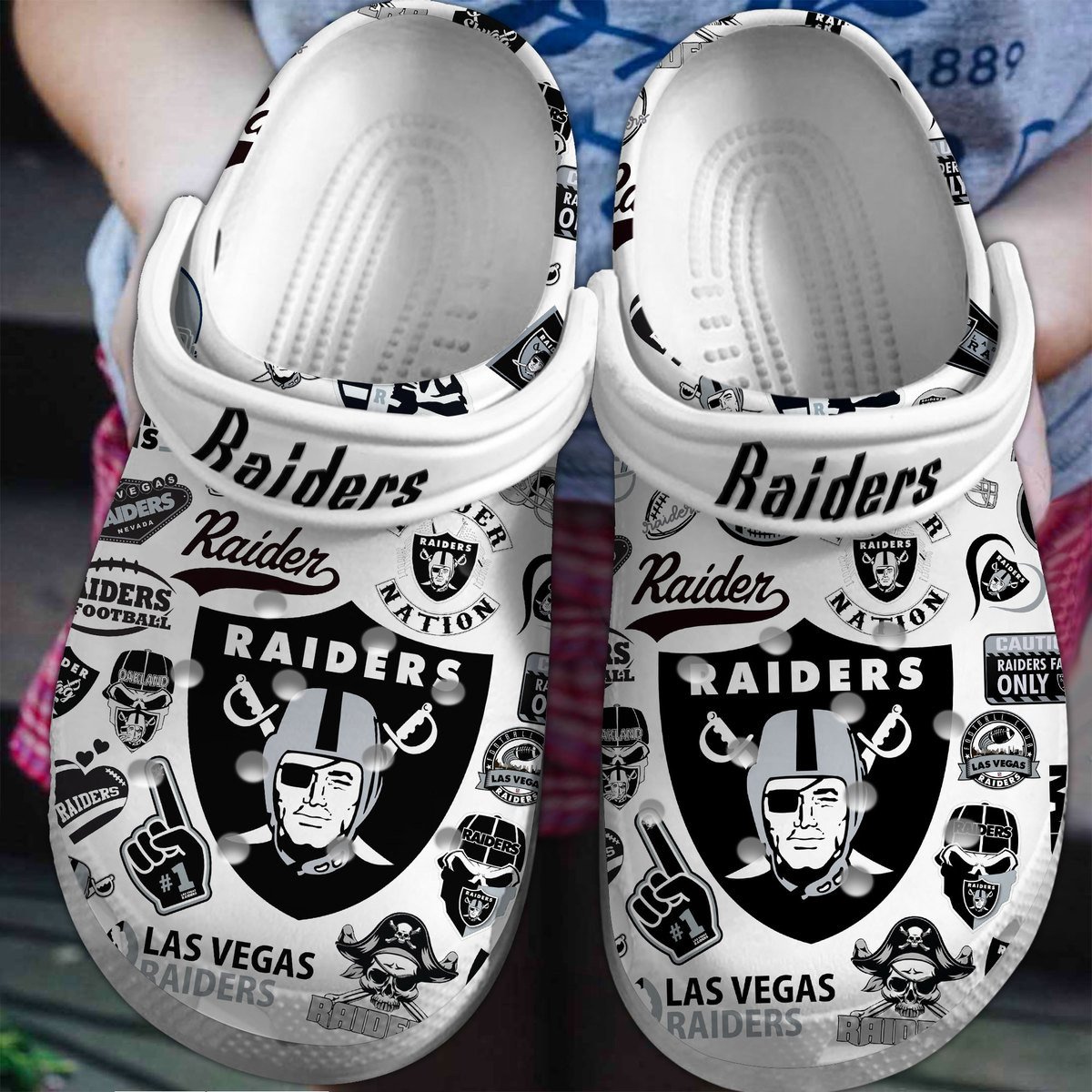 Footwearmerch Las Vegas Raiders NFL Sport Crocs Crocband Clogs Shoes Comfortable For Men Women and Kids