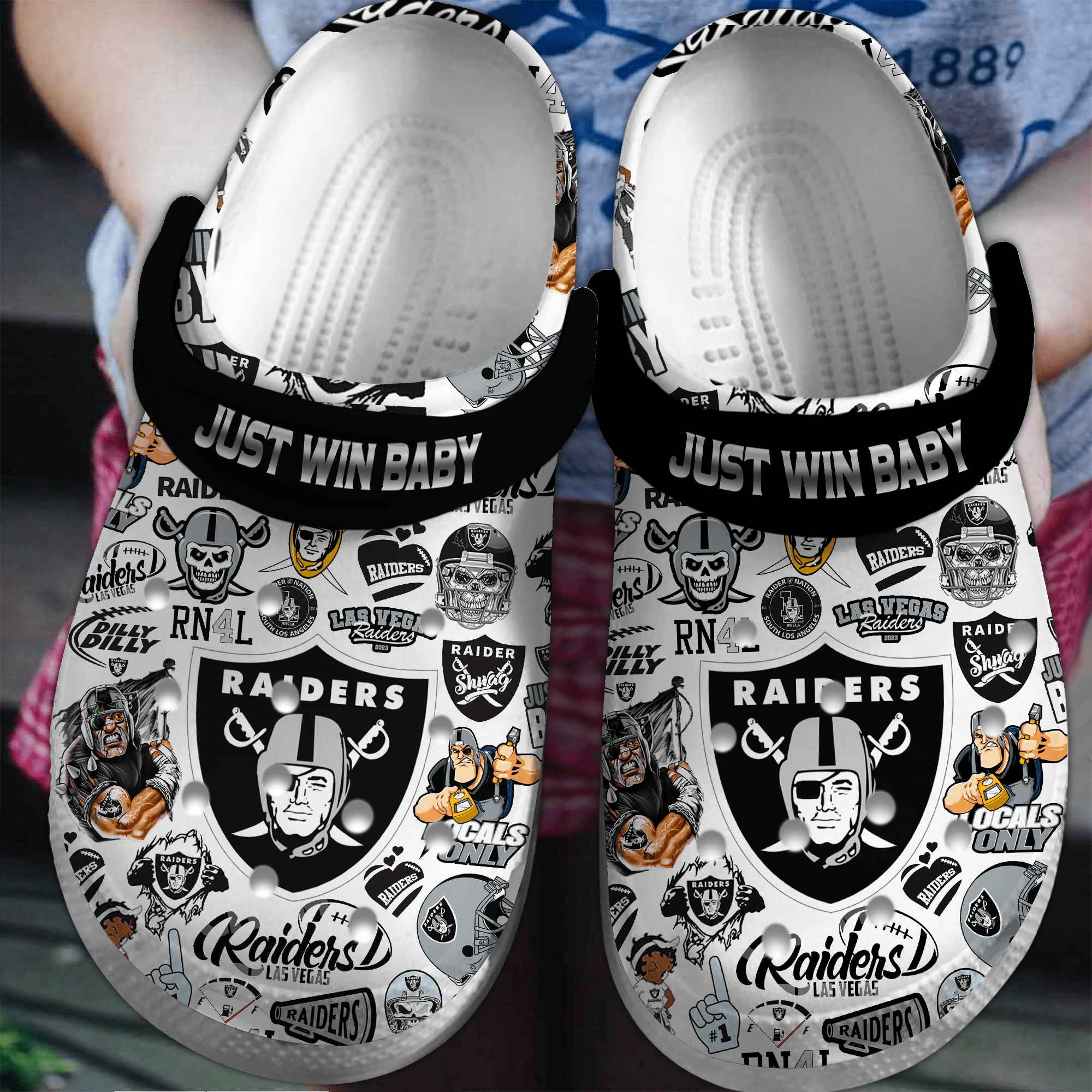 Footwearmerch Las Vegas Raiders NFL Sport Crocs Crocband Clogs Shoes Comfortable For Men Women and Kids