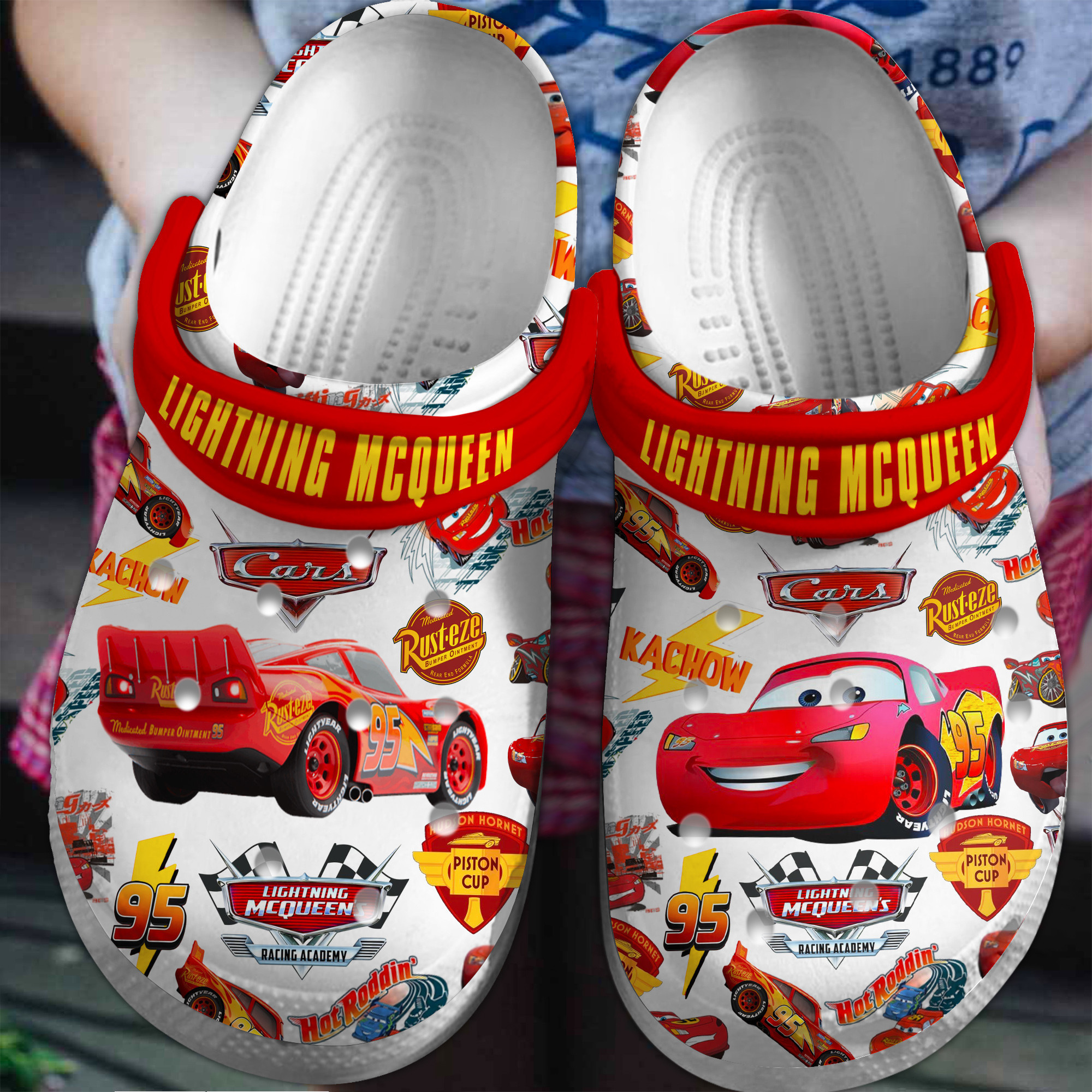 Footwearmerch Lightning Mcqueen Cartoon Crocs Crocband Clogs Shoes Comfortable For Men Women and Kids