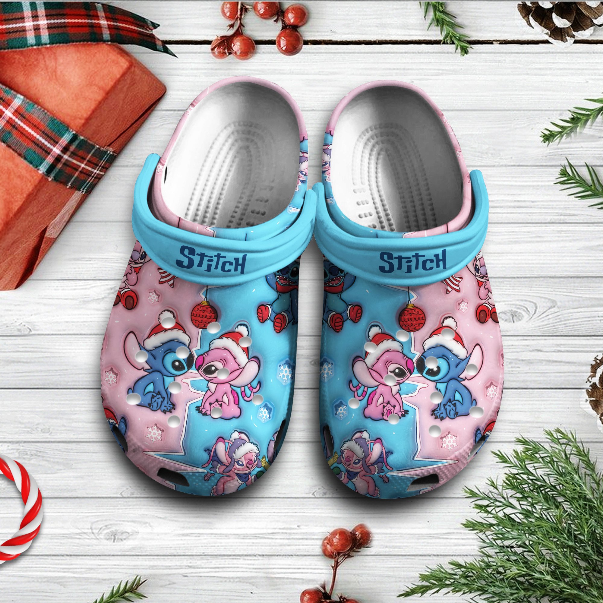Footwearmerch Lilo And Stitch Christmas Disney Cartoon Crocs Crocband Clogs Shoes Comfortable For Men Women and Kids