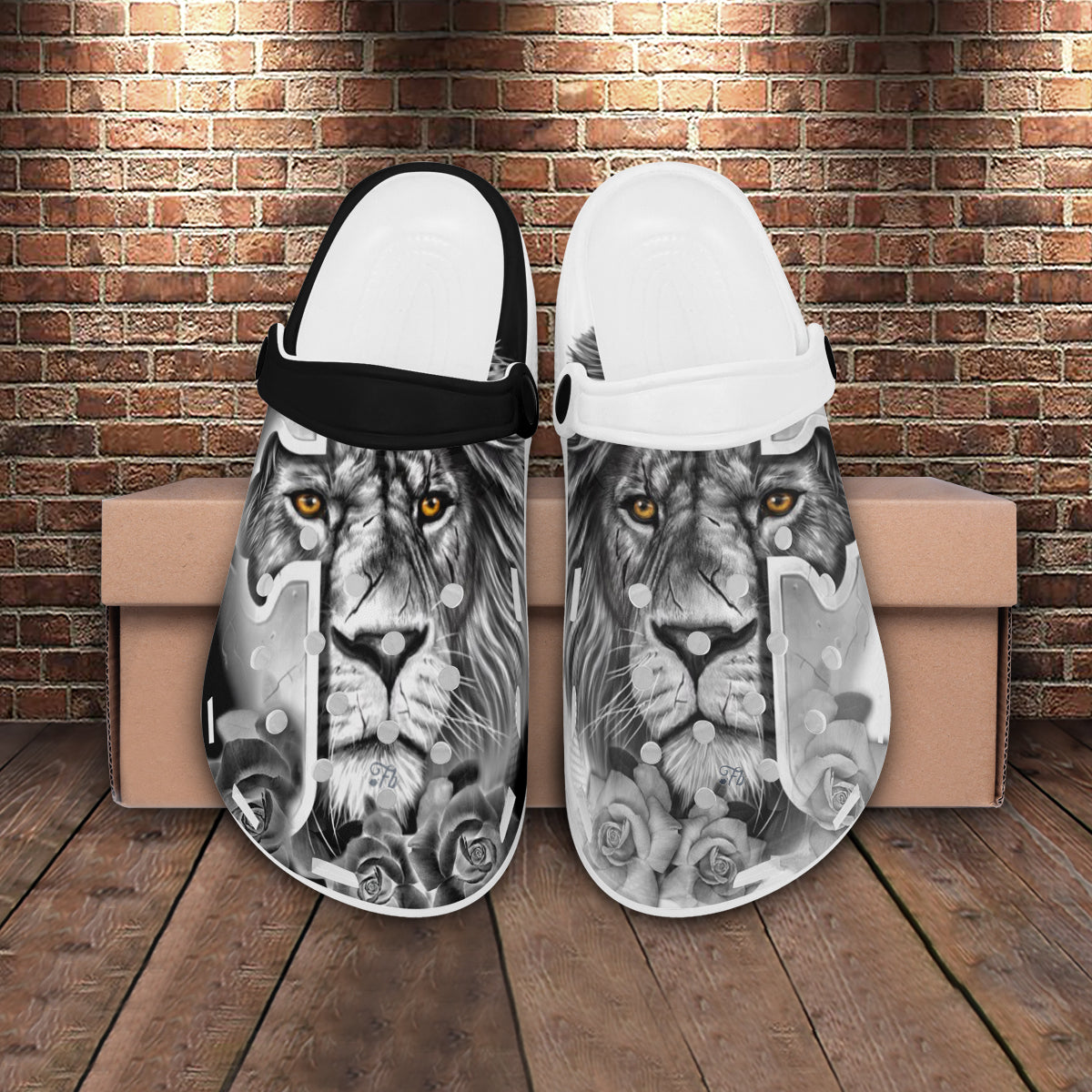 Footwearmerch Lion Jesus Cross Crocs Crocband Clogs Shoes Comfortable For Men Women and Kids Jesus Cross God Faith Believer Inspiring Christian Gifts For Christmas