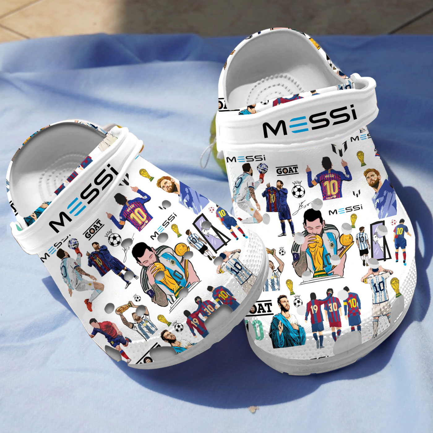 Footwearmerch Lionel Messi Football Soccer Sport Crocs Crocband Clogs Shoes Comfortable For Men Women and Kids