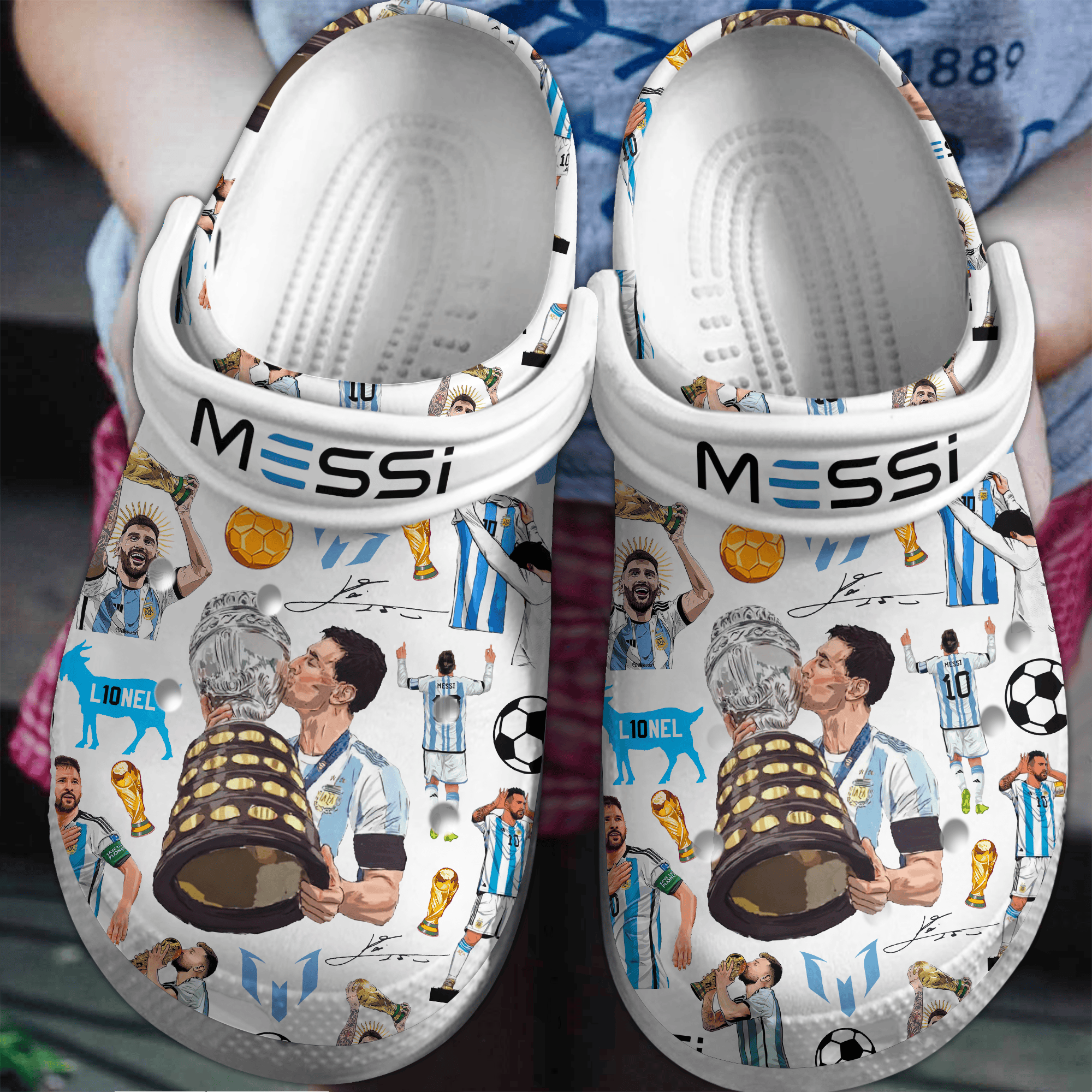 Footwearmerch Lionel Messi Football Soccer Sport Crocs Crocband Clogs Shoes Comfortable For Men Women and Kids