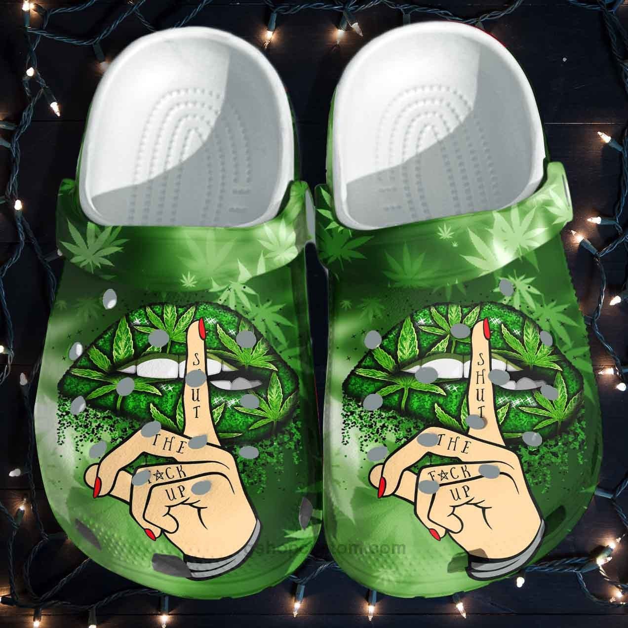 Footwearmerch Lip Weed Mother Croc Shoes - Funny Lipstick Shut Up clogs Hippie Gift Girl Women Mothers Day 2022