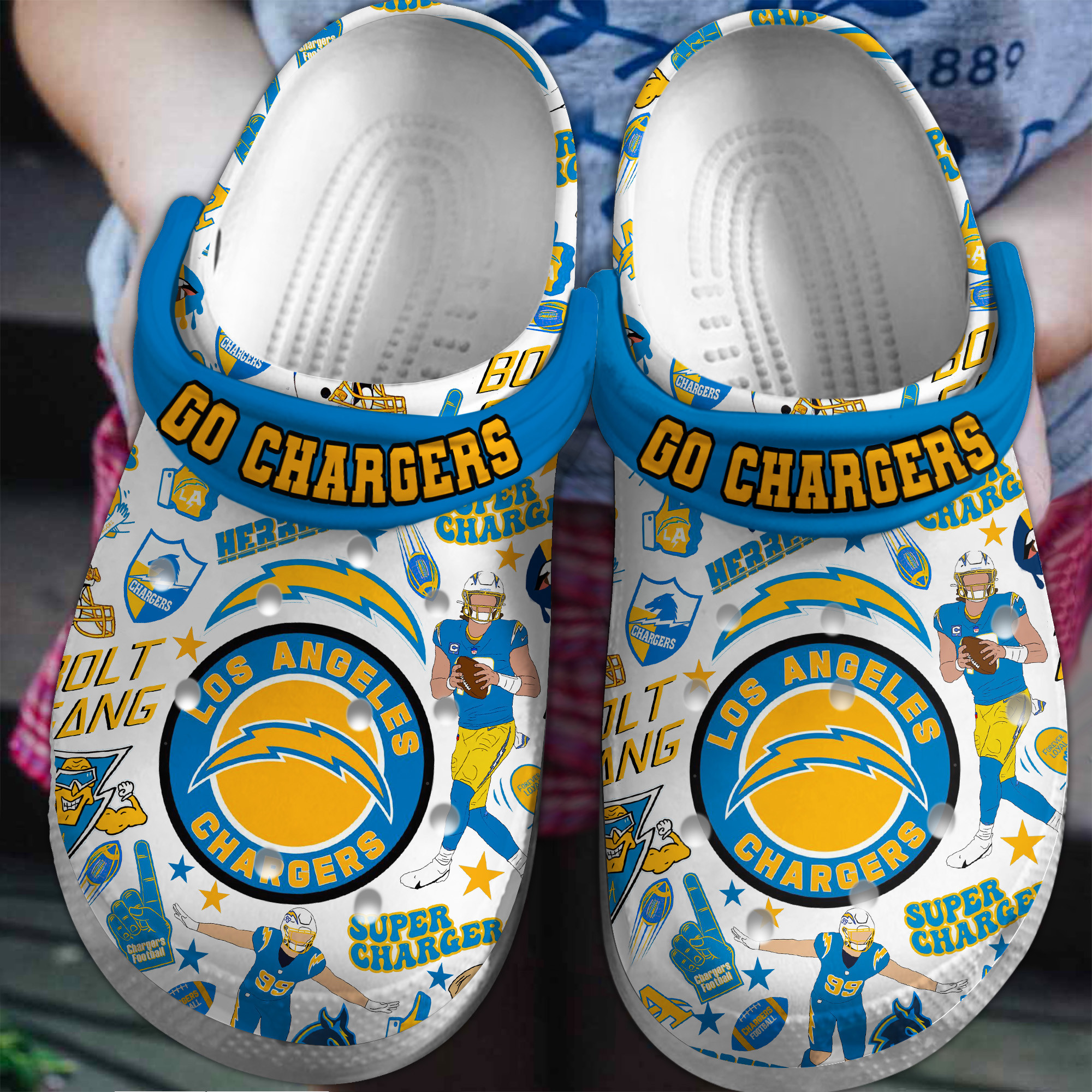 Footwearmerch Los Angeles Chargers NFL Sport Crocs Crocband Clogs Shoes Comfortable For Men Women and Kids