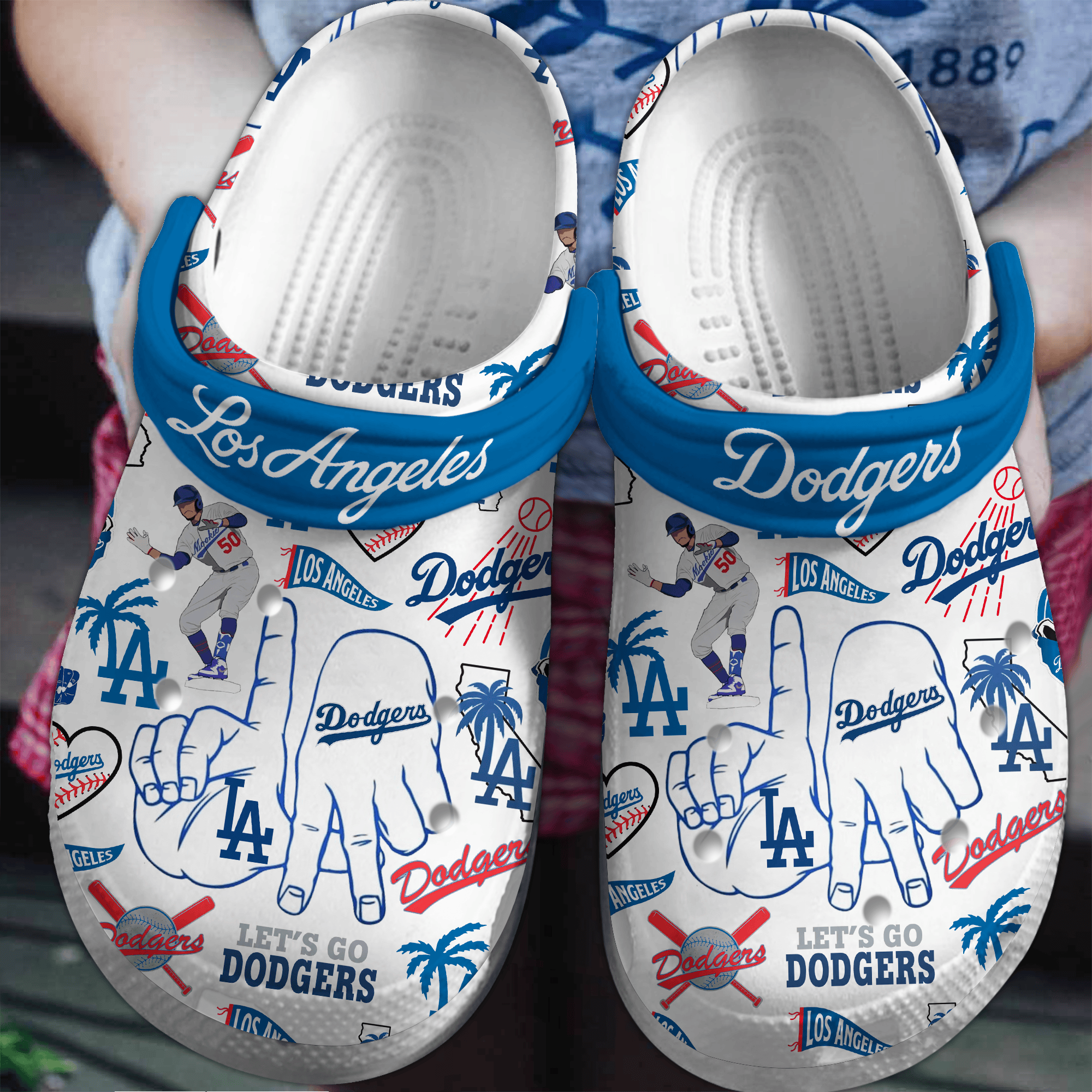 Footwearmerch Los Angeles Dodgers Baseball MLB Sport Crocs Crocband Clogs Shoes Comfortable For Men Women and Kids