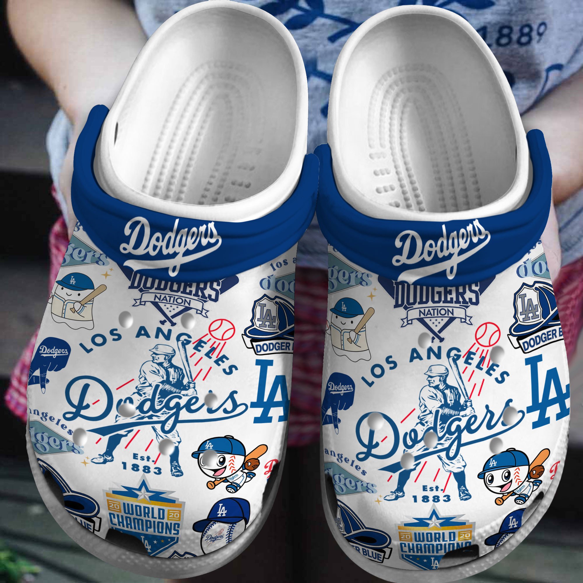 Footwearmerch Los Angeles Dodgers MLB Crocs Crocband Clogs Shoes Comfortable For Men Women and Kids