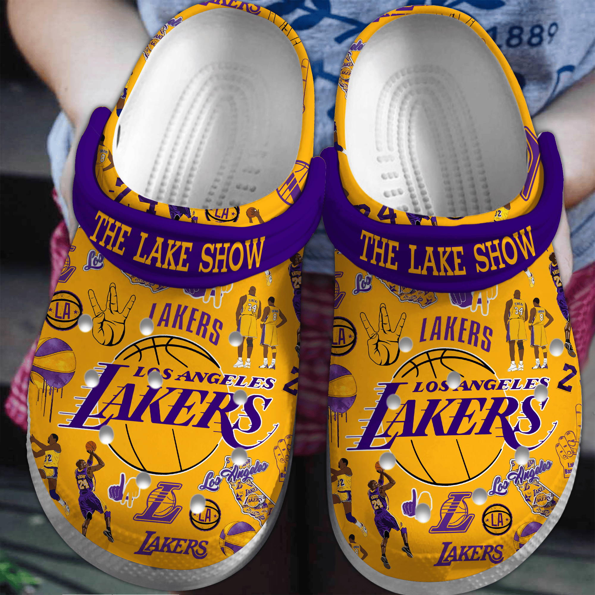 Footwearmerch Los Angeles Lakers Basketball NBA Sport Crocs Crocband Clogs Shoes Comfortable For Men Women and Kids