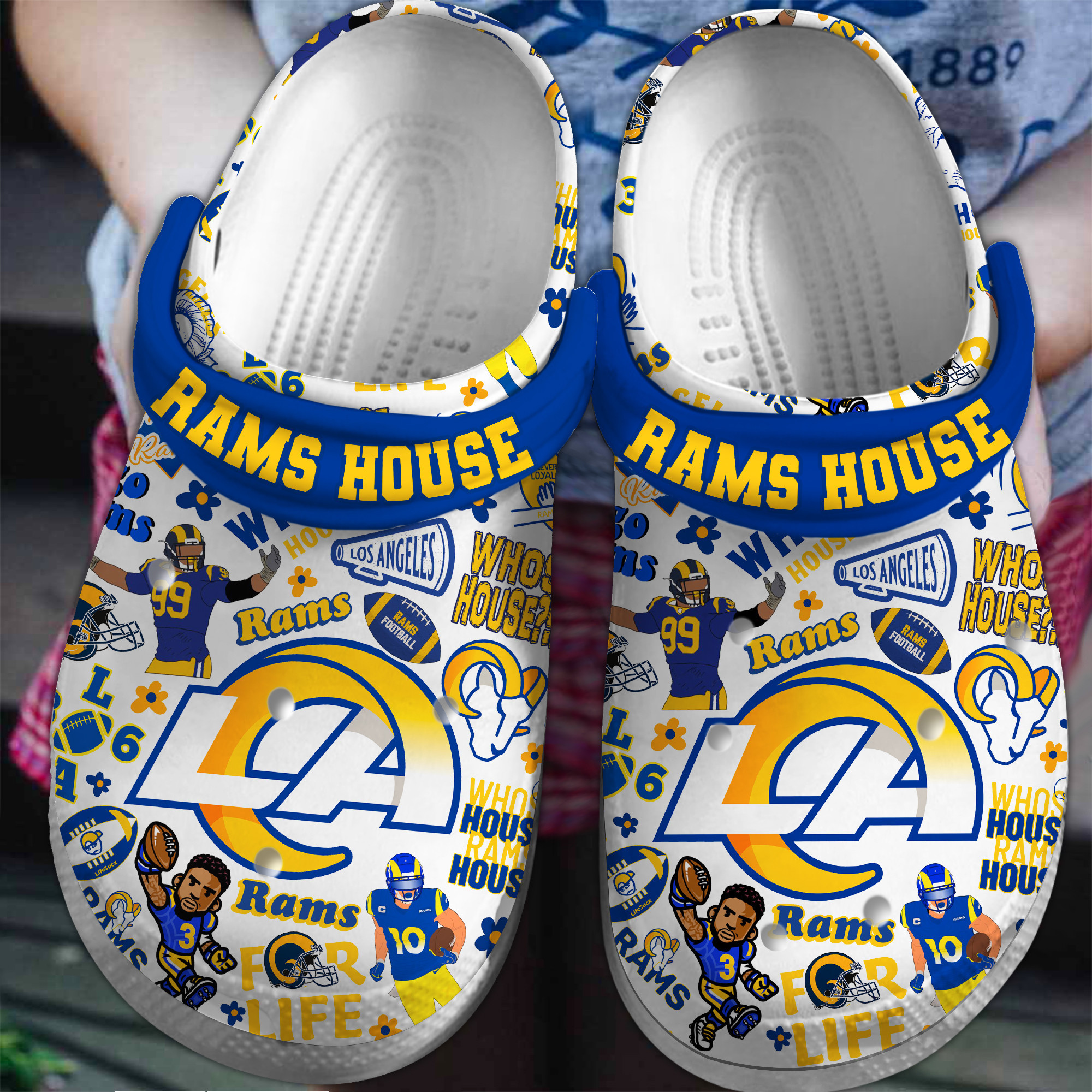 Footwearmerch Los Angeles Rams NFL Sport Crocs Crocband Clogs Shoes Comfortable For Men Women and Kids