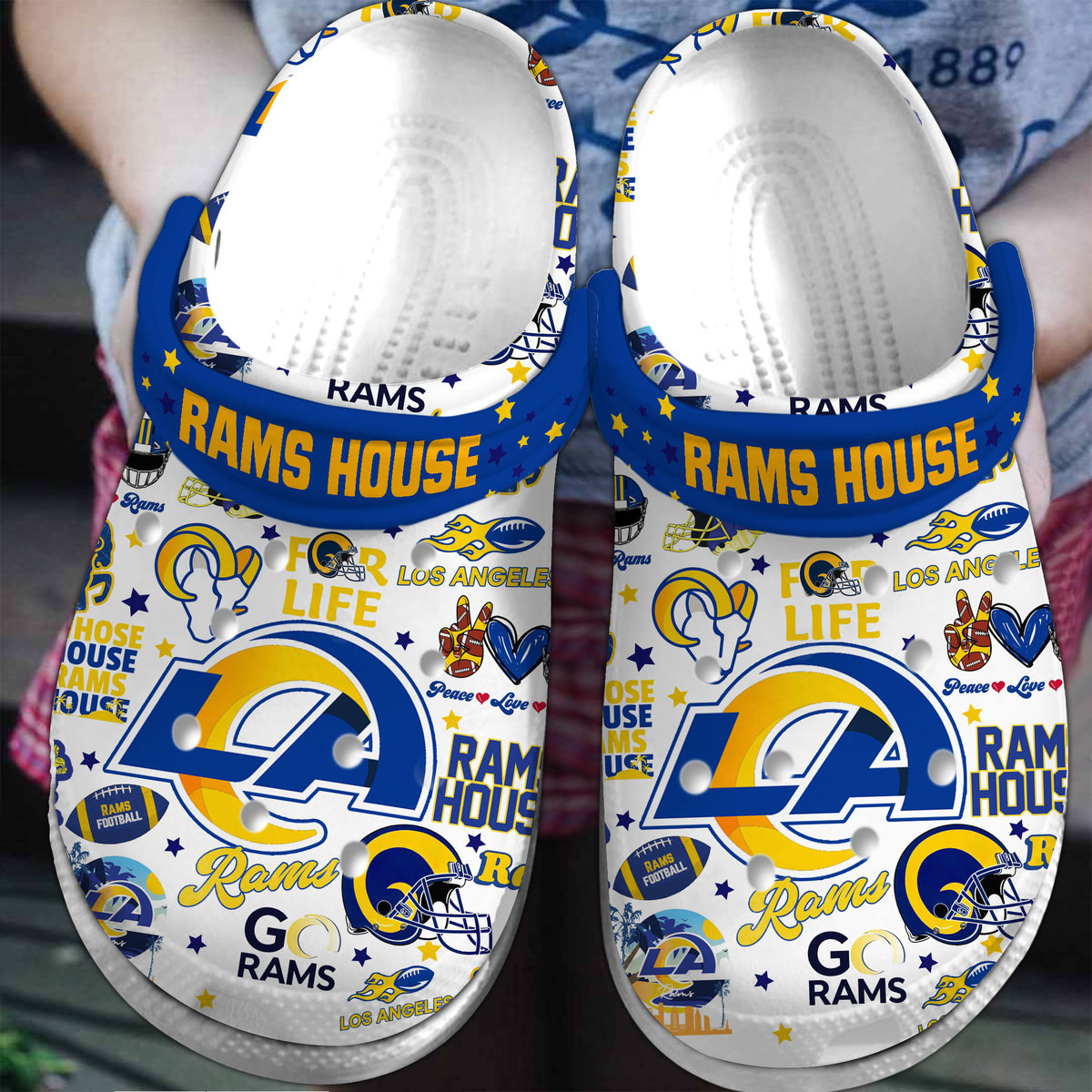 Footwearmerch Los Angeles Rams NFL Sport Crocs Crocband Clogs Shoes Comfortable For Men Women and Kids