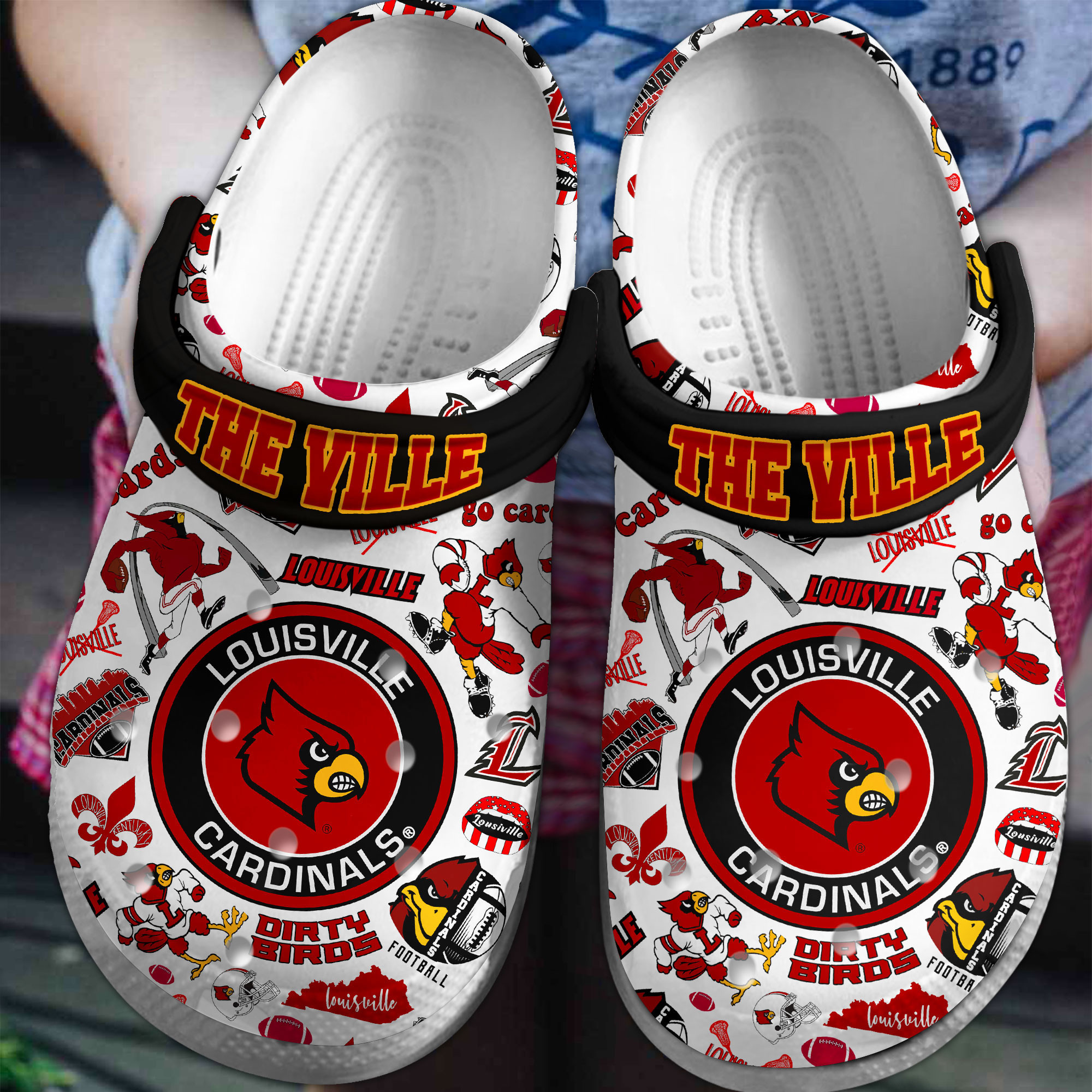 Footwearmerch Louisville Cardinals NCAA Sport Crocs Crocband Clogs Shoes Comfortable For Men Women and Kids