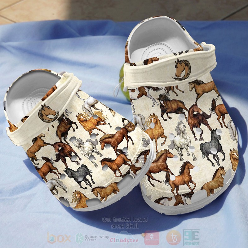 Footwearmerch Love Horses Animal Crocs Crocband Clogs Shoes Comfortable For Men Women and Kids