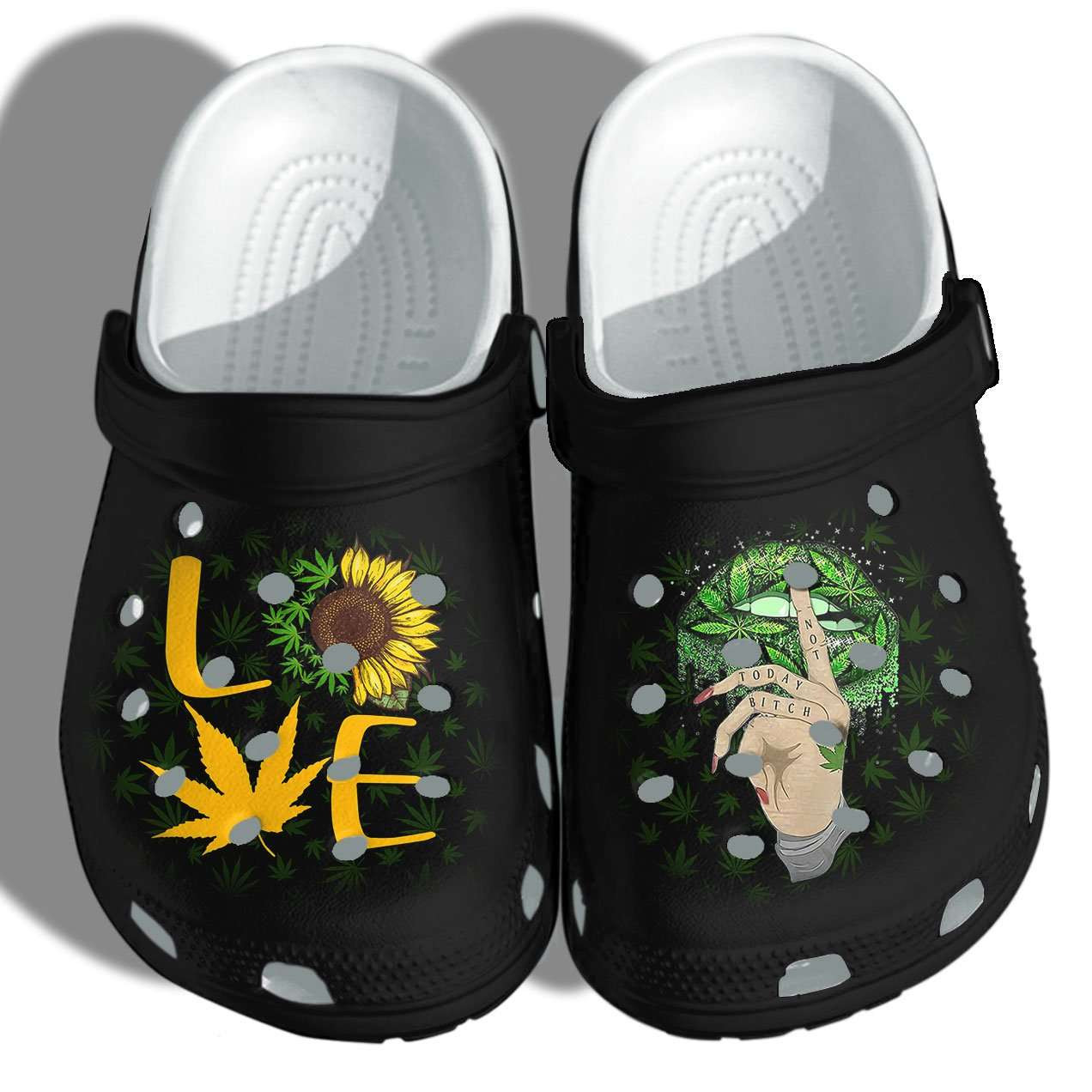 Footwearmerch Love Sunflower Weed Funny Shut Up Lip Funny Weed Not Today Crocband Clog Shoes