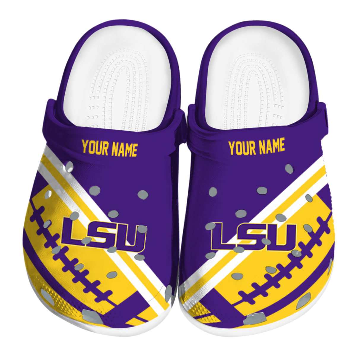 Footwearmerch LSU Tigers NCAA Sport Crocs Crocband Clogs Shoes Comfortable For Men Women and Kids