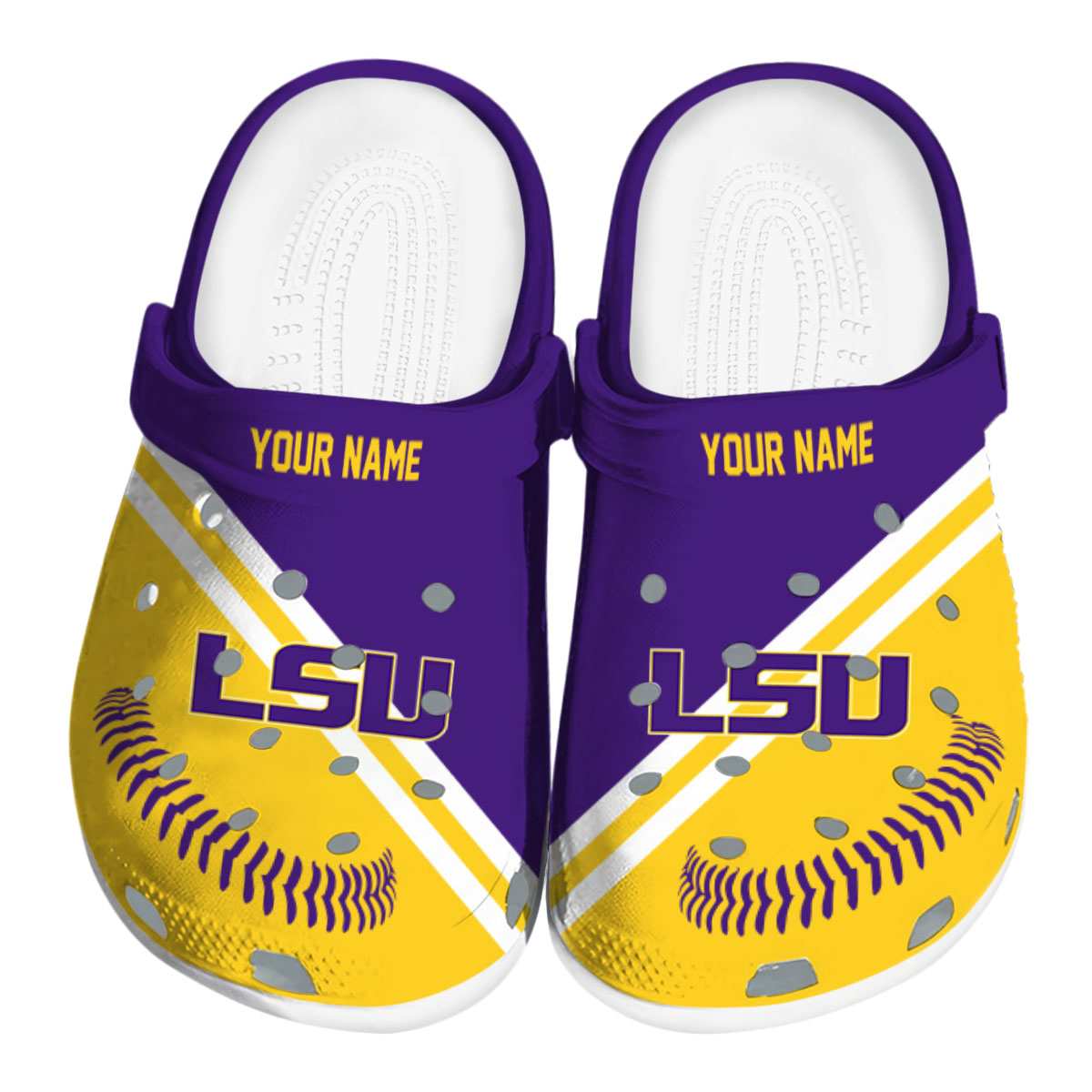 Footwearmerch LSU Tigers NCAA Sport Crocs Crocband Clogs Shoes Comfortable For Men Women and Kids