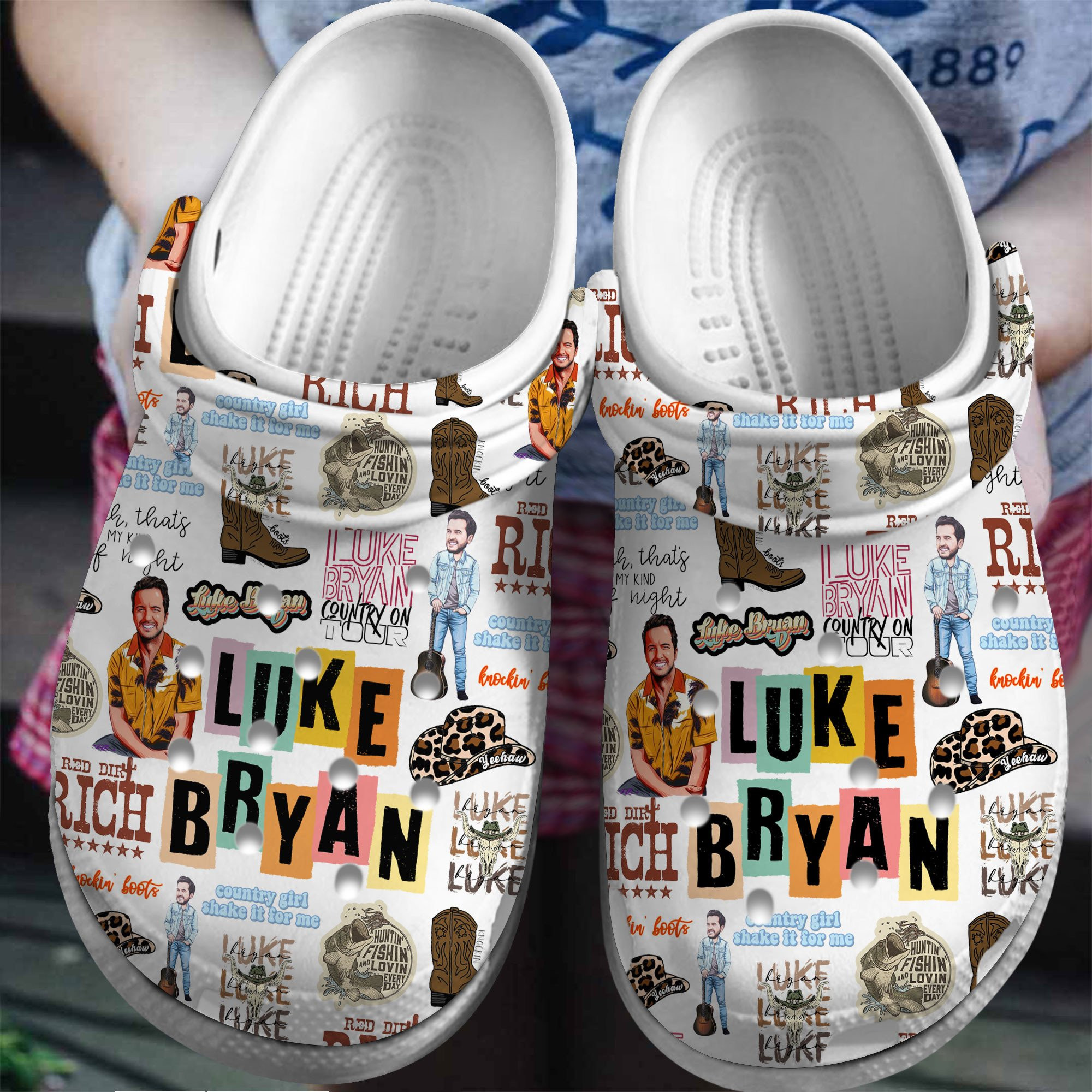 Footwearmerch Luke Bryan Music Crocs Crocband Clogs Shoes Comfortable For Men Women and Kids