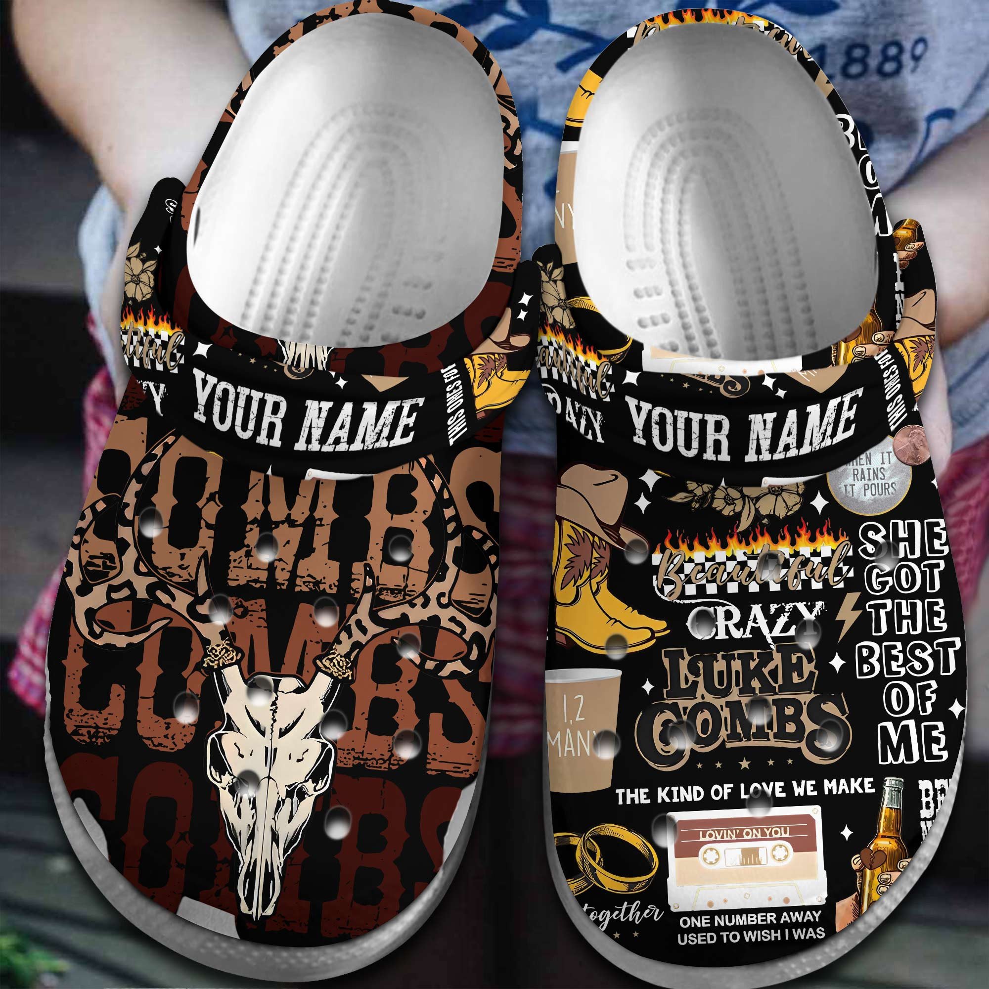 Footwearmerch Luke Combs Singer Music Crocs Crocband Clogs Shoes Comfortable For Men Women and Kids