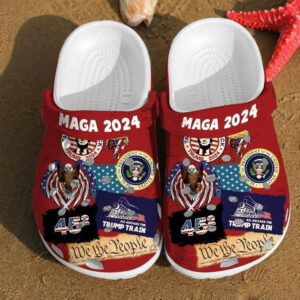 Footwearmerch Maga 2024 Stickers Trump Vote For Girl Independence Us Day Gift 4Th Of July Gifts Clog Shoes