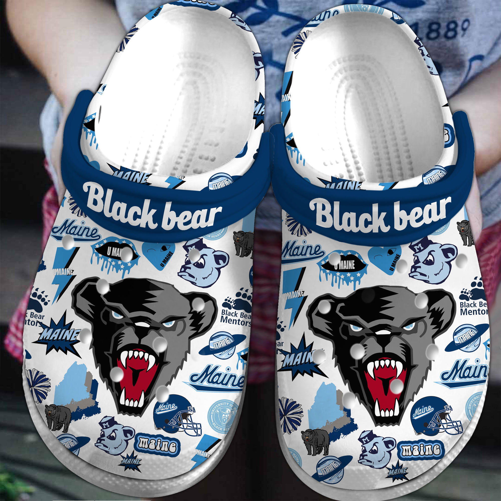 Footwearmerch Maine Black Bears NCAA Sport Crocs Crocband Clogs Shoes Comfortable For Men Women and Kids